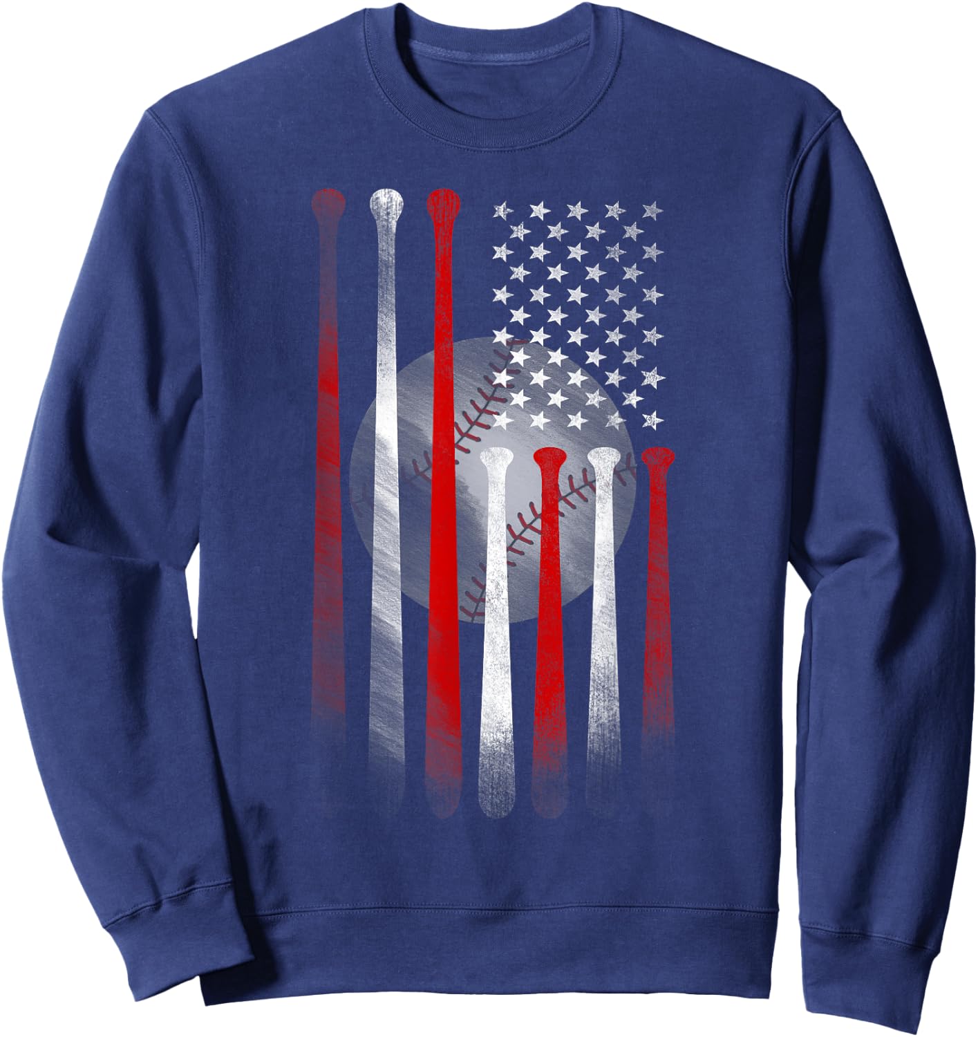 Vintage Baseball American Flag , Classic Fit Black for Dad and Mom Sweatshirt - Sweatshirt | Navy