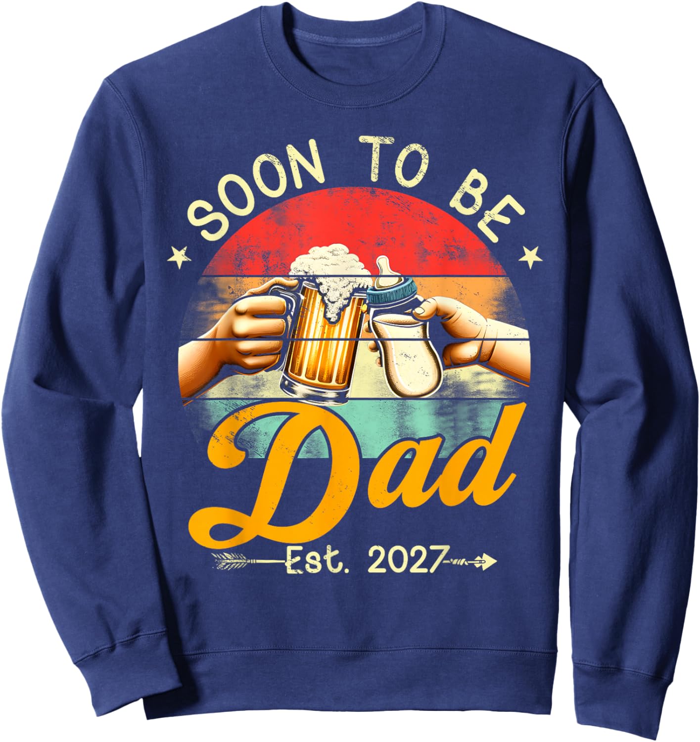 Soon to Be Dad 2027 Retro Pregnancy Announcement Dad Sweatshirt - Sweatshirt | Navy