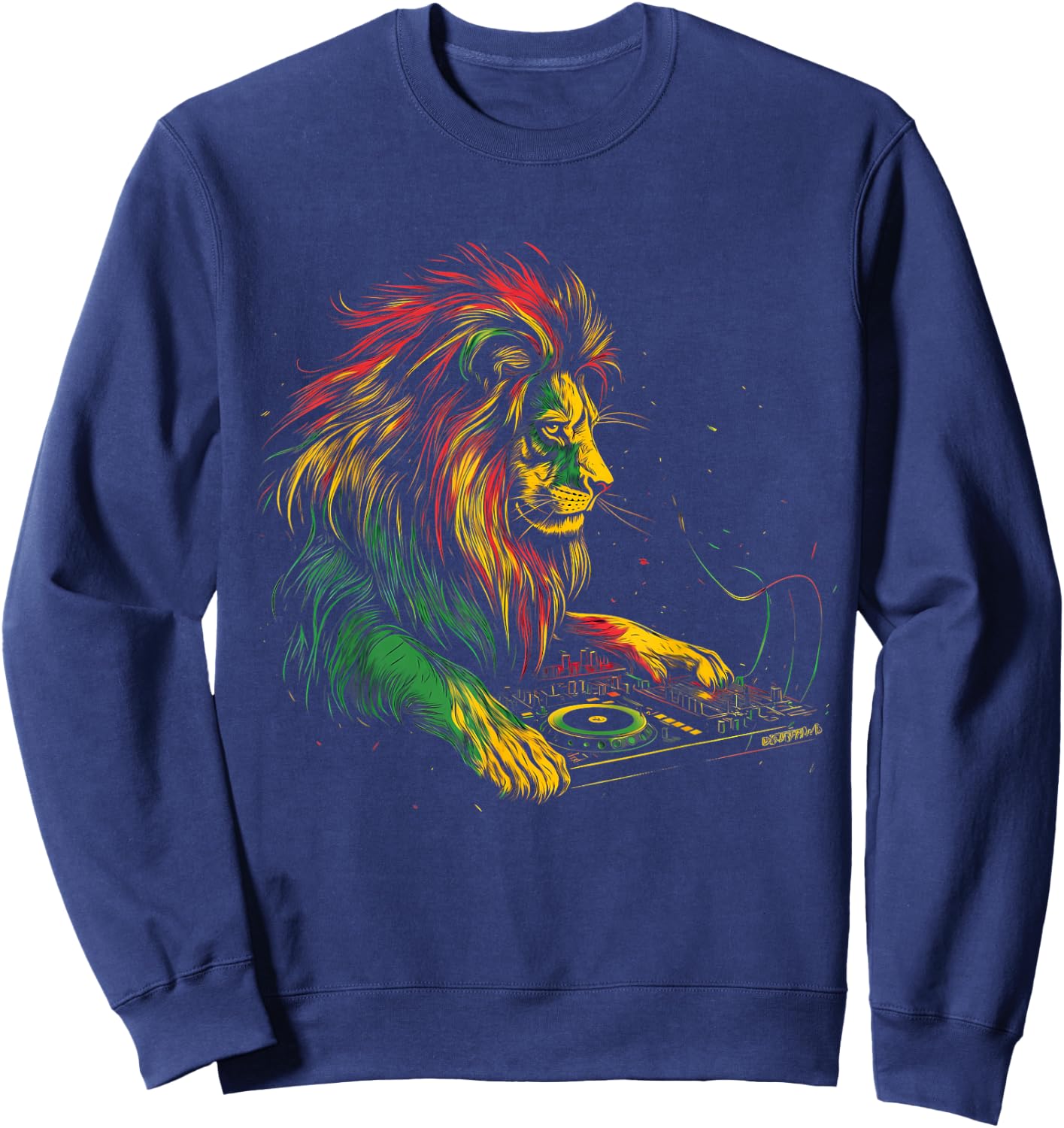 Rasta Reggae Music Headphone DJ Lion Of Judah Jamaican Sweatshirt - Sweatshirt | Navy