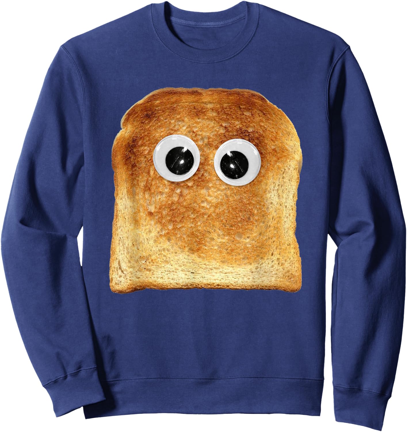 Googly Eye Toast Bread Eater Vegetarian Costume Funny Silly Sweatshirt - Sweatshirt | Navy
