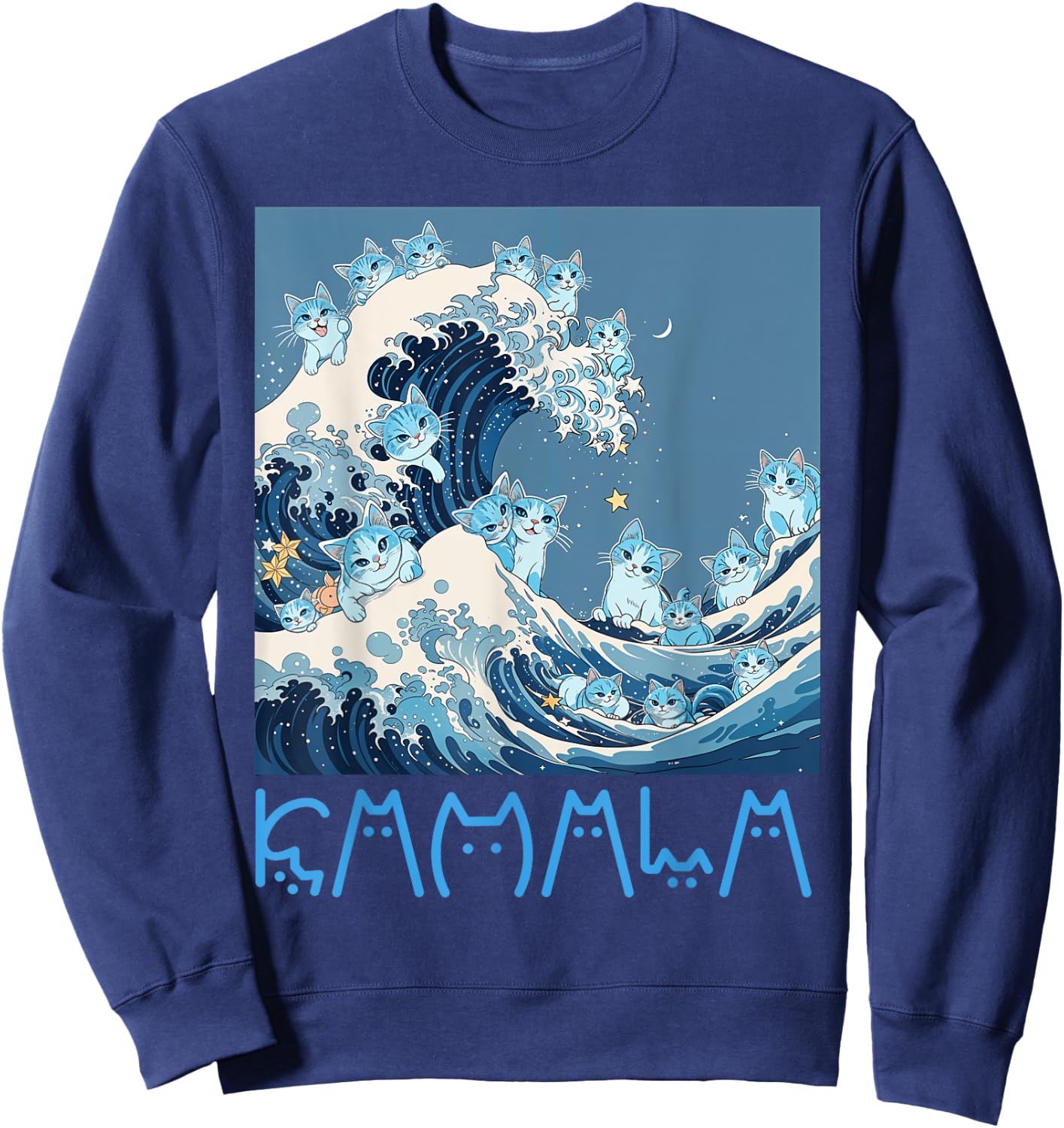 Kamala Harris Blue Cats Wave - Funny for Cat Owners Men Women Girls Kids Sweatshirt - Sweatshirt | Navy