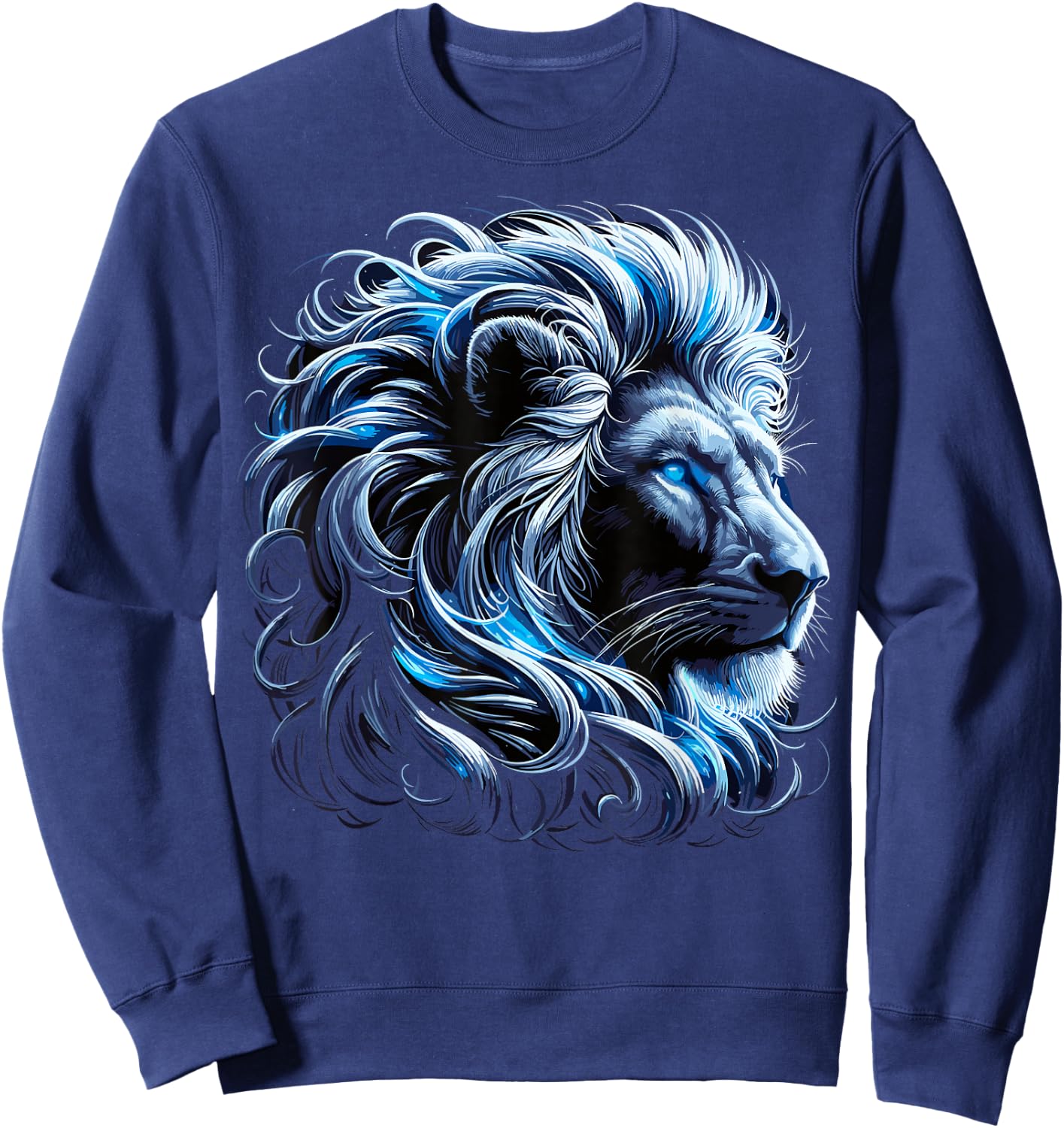 Lion Blue Eyes Zoo Animal Lion Sweatshirt - Sweatshirt | Navy