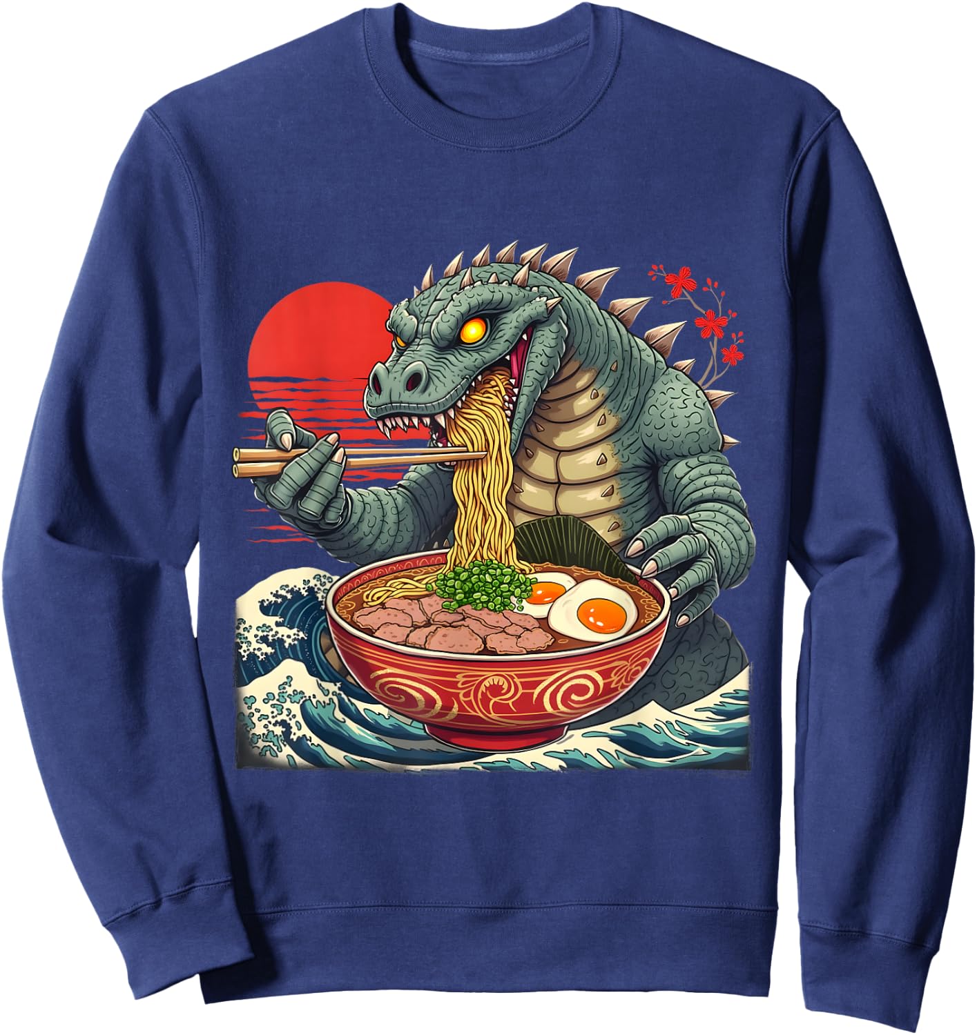 Kaiju Noodles Japanese Ramen Art Design Sweatshirt - Sweatshirt | Navy