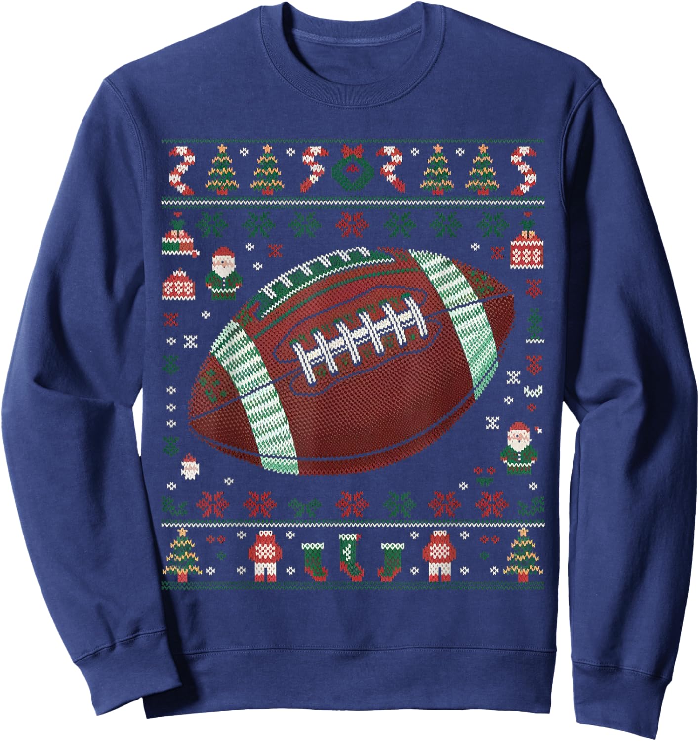 Football Ugly Christmas Sweater - American Football Xmas Sweatshirt - Sweatshirt | Navy
