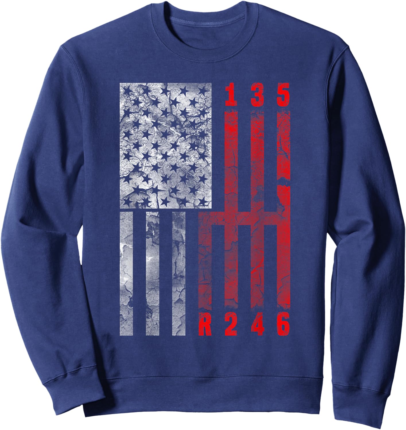 Stick Shift American Flag Muscle Car 6 Gears Mechanic Shirt Sweatshirt - Sweatshirt | Navy