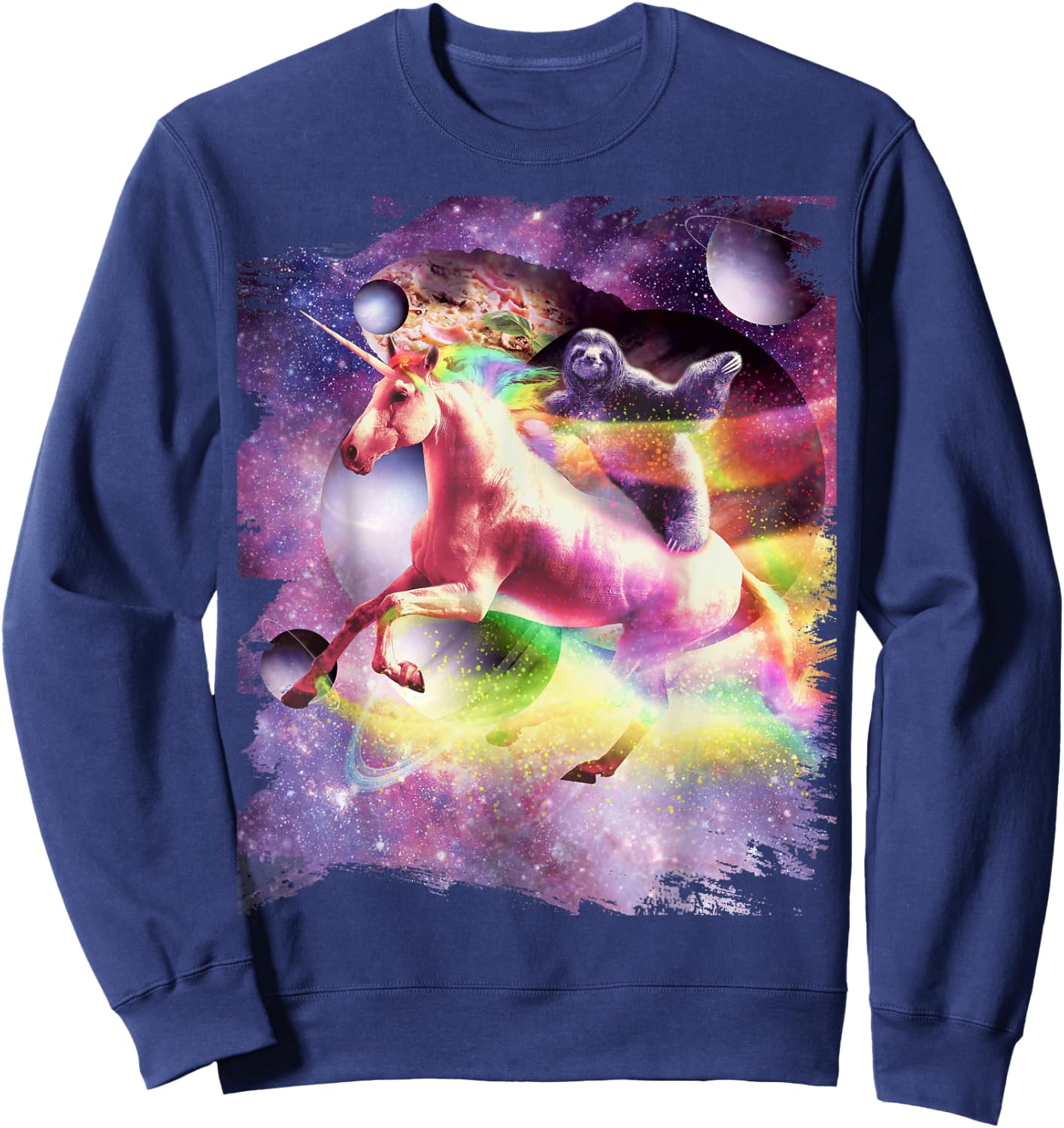 Space Sloth Riding On Unicorn Sweatshirt - Sweatshirt | Navy