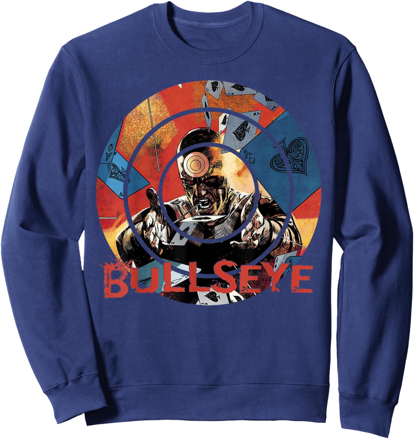 Marvel Bullseye Raining Ace Of Spades Target Graphic Sweatshirt - Sweatshirt | Navy