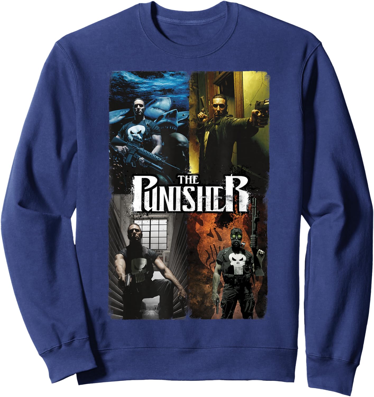 Marvel Comics Retro Classic The Punisher Panel Collage Sweatshirt - Sweatshirt | Navy