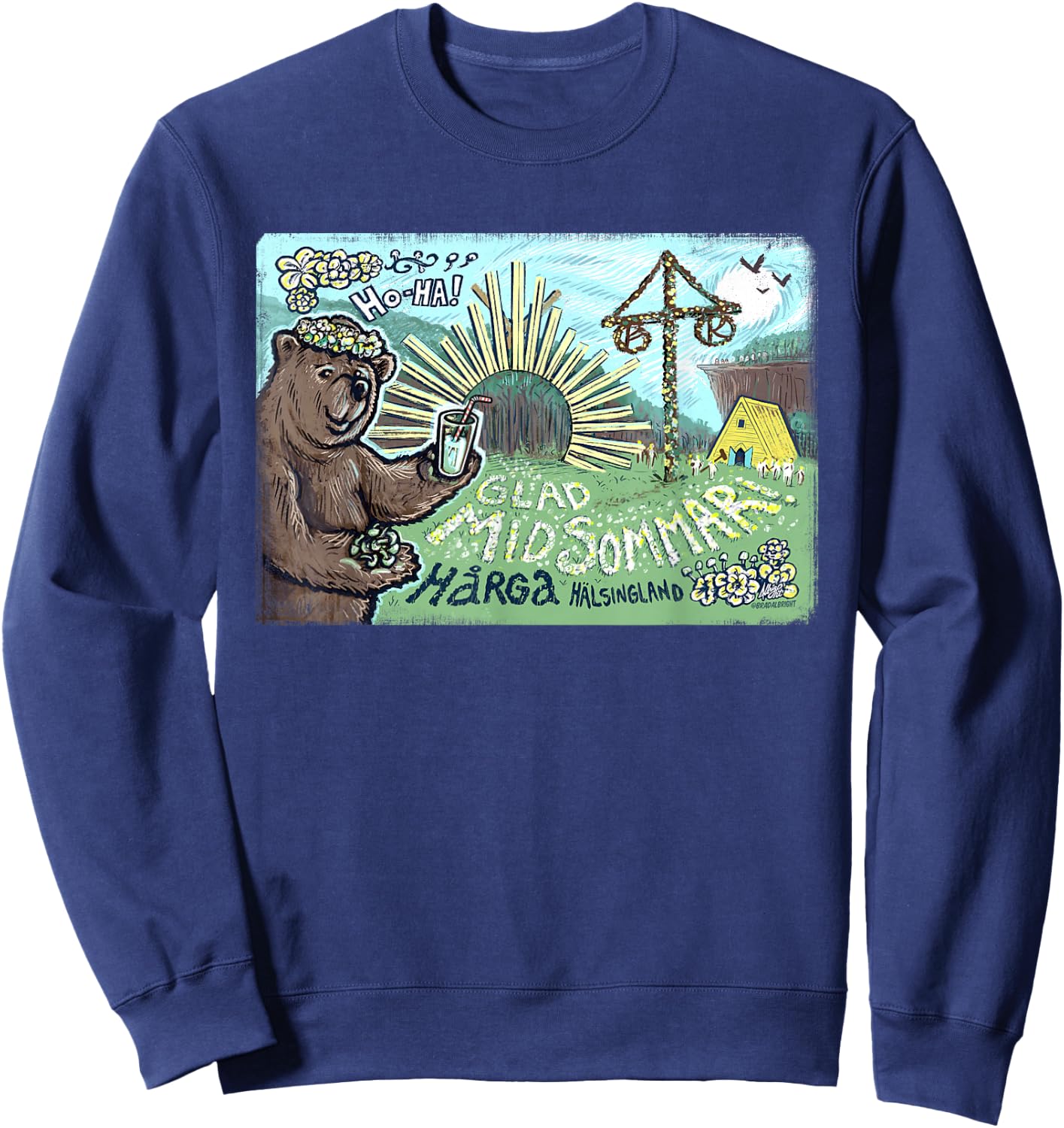 Happy Midsommar Bear Sweatshirt - Sweatshirt | Navy