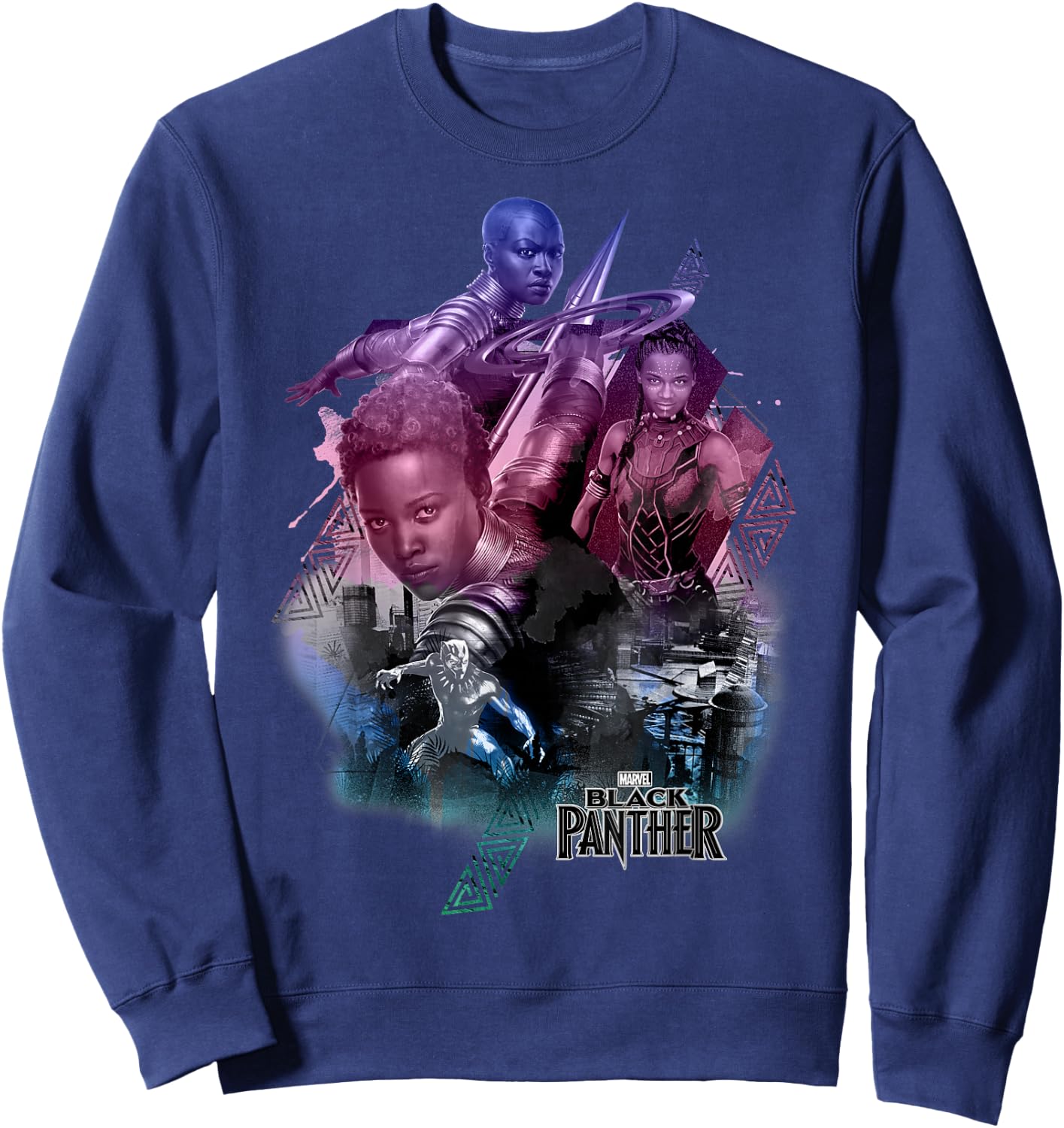 Marvel Black Panther Movie Heroine Poses Graphic Sweatshirt - Sweatshirt | Navy