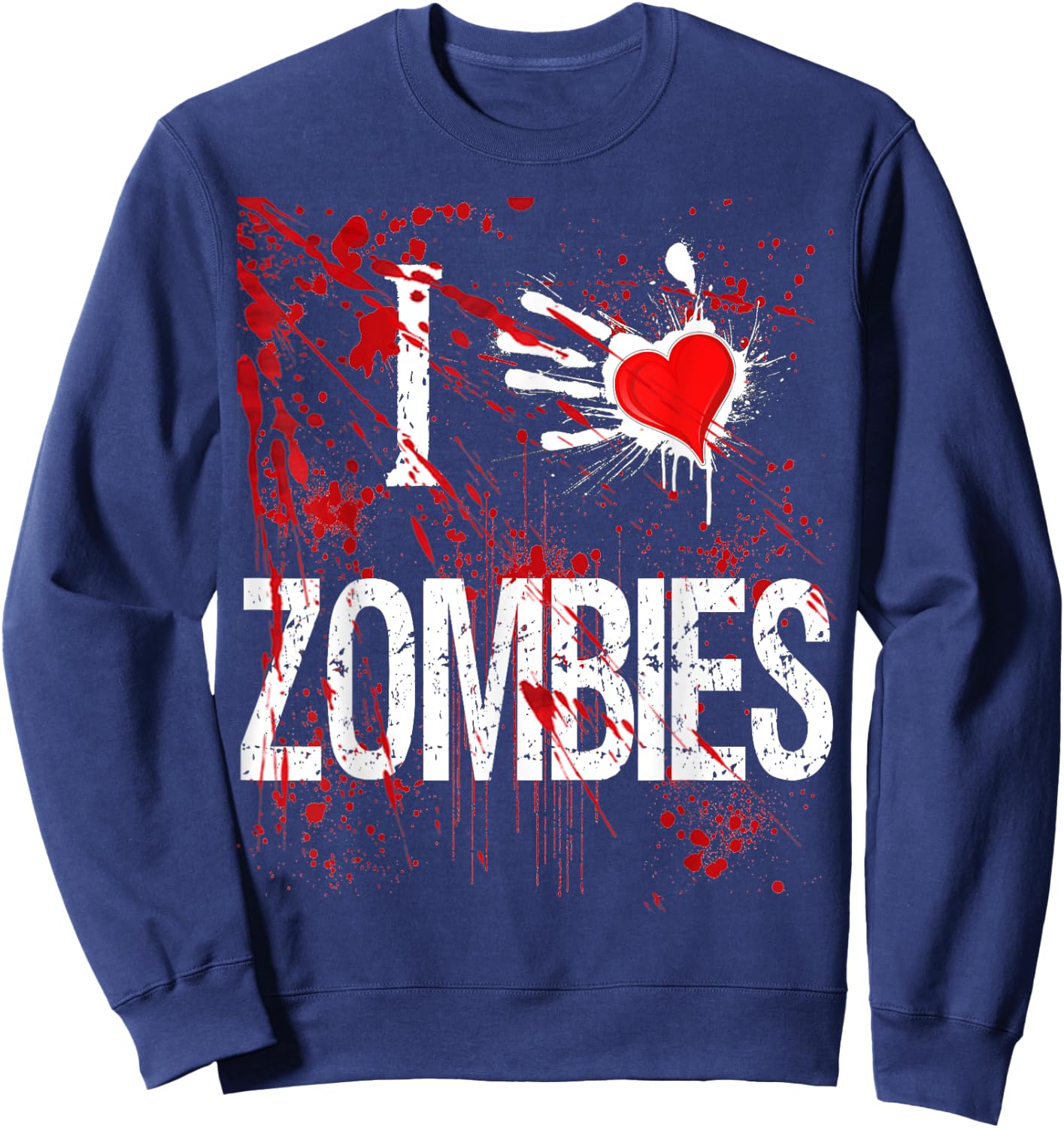 Halloween Custom I Love Zombies Heart Shirt Sweatshirt - Sweatshirt | Navy