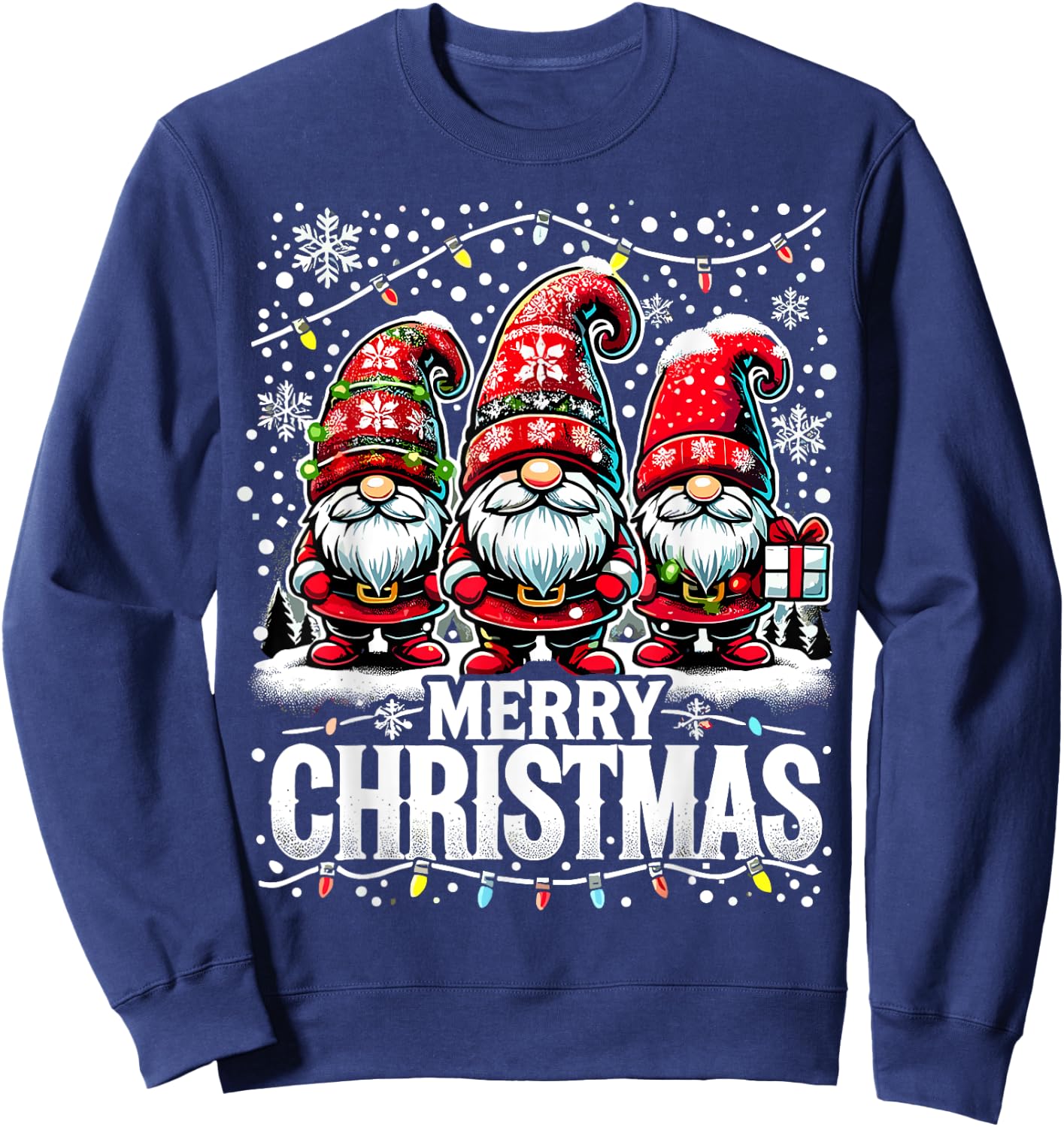 Merry Christmas Gnome Funny Family Christmas Sweatshirt - Sweatshirt | Navy
