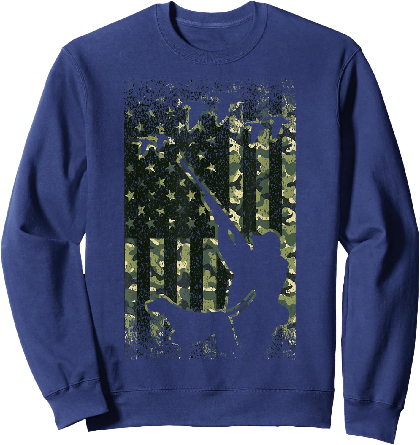 Duck Hunting Shirts American Flag Hunter Camo Gifts Sweatshirt - Sweatshirt | Navy