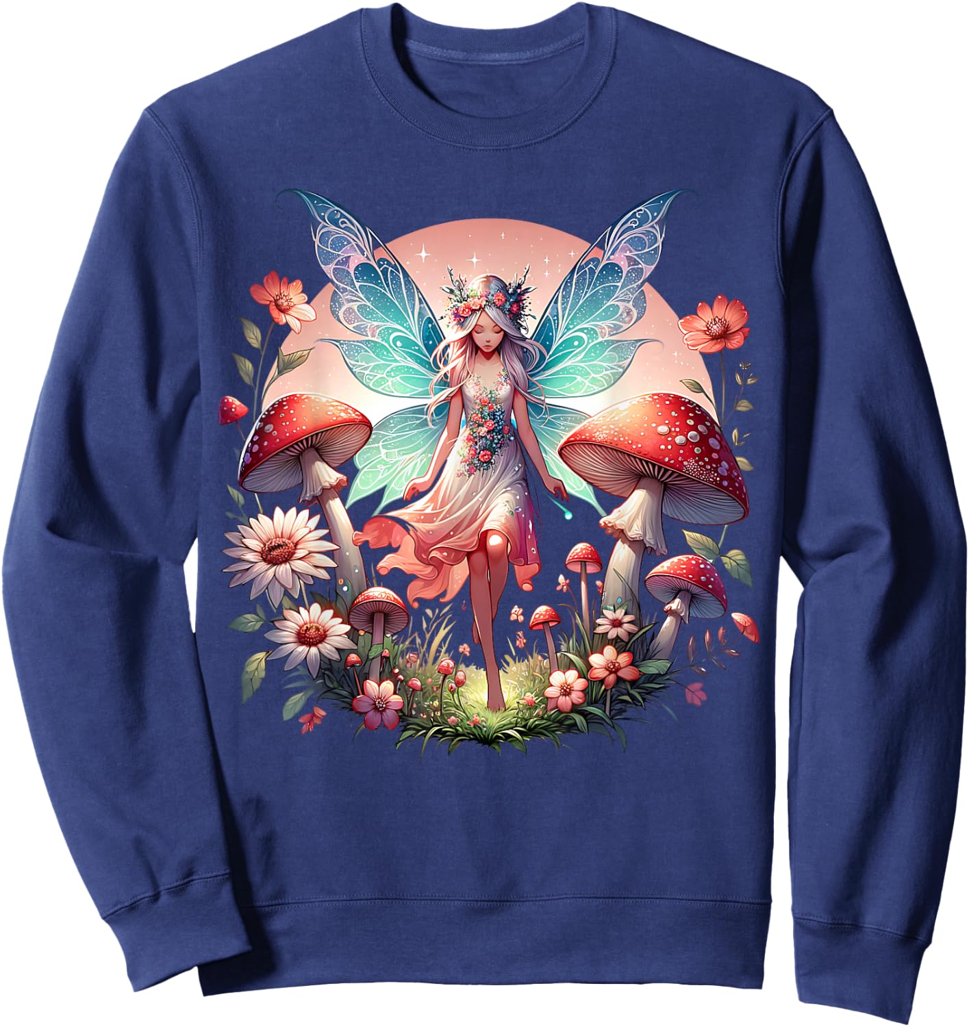Enchanted Forest Fairy Fantasy Mystical Butterfly & Floral Sweatshirt - Sweatshirt | Navy