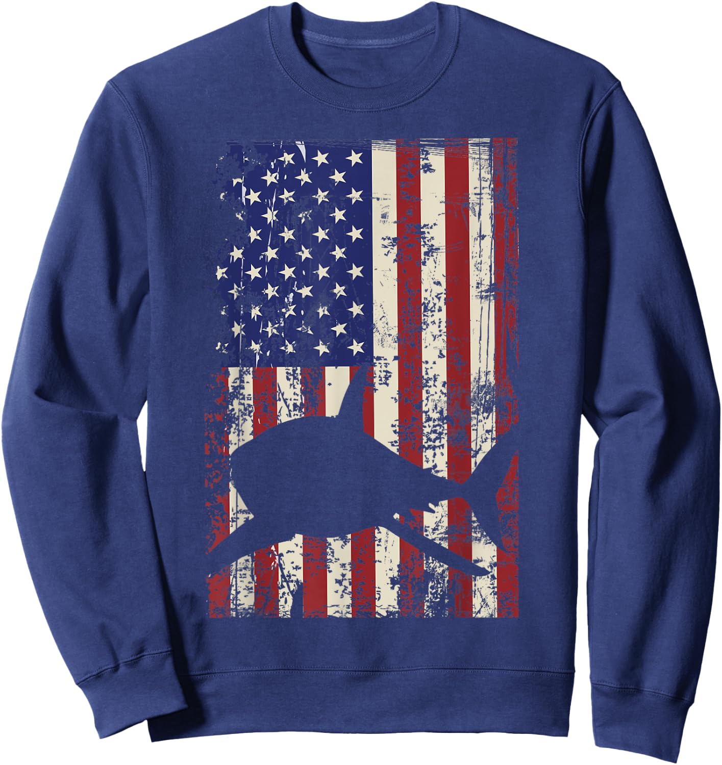 American Shark Flag 4th of July Patriotic Kids Men Sweatshirt - Sweatshirt | Navy