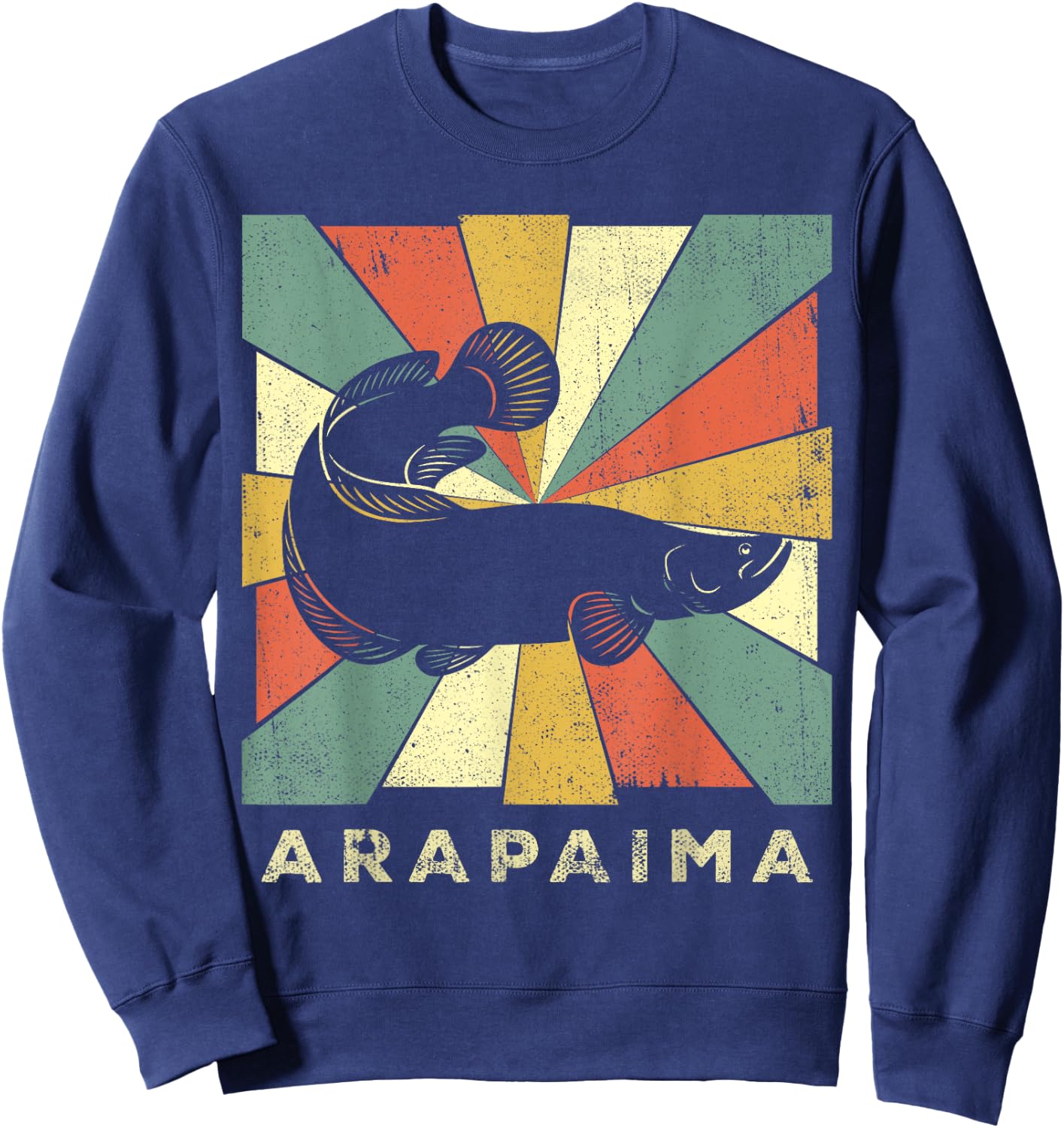 Vintage Arapaima Fish Lover Retro Style Animal Sweatshirt - Sweatshirt | Navy