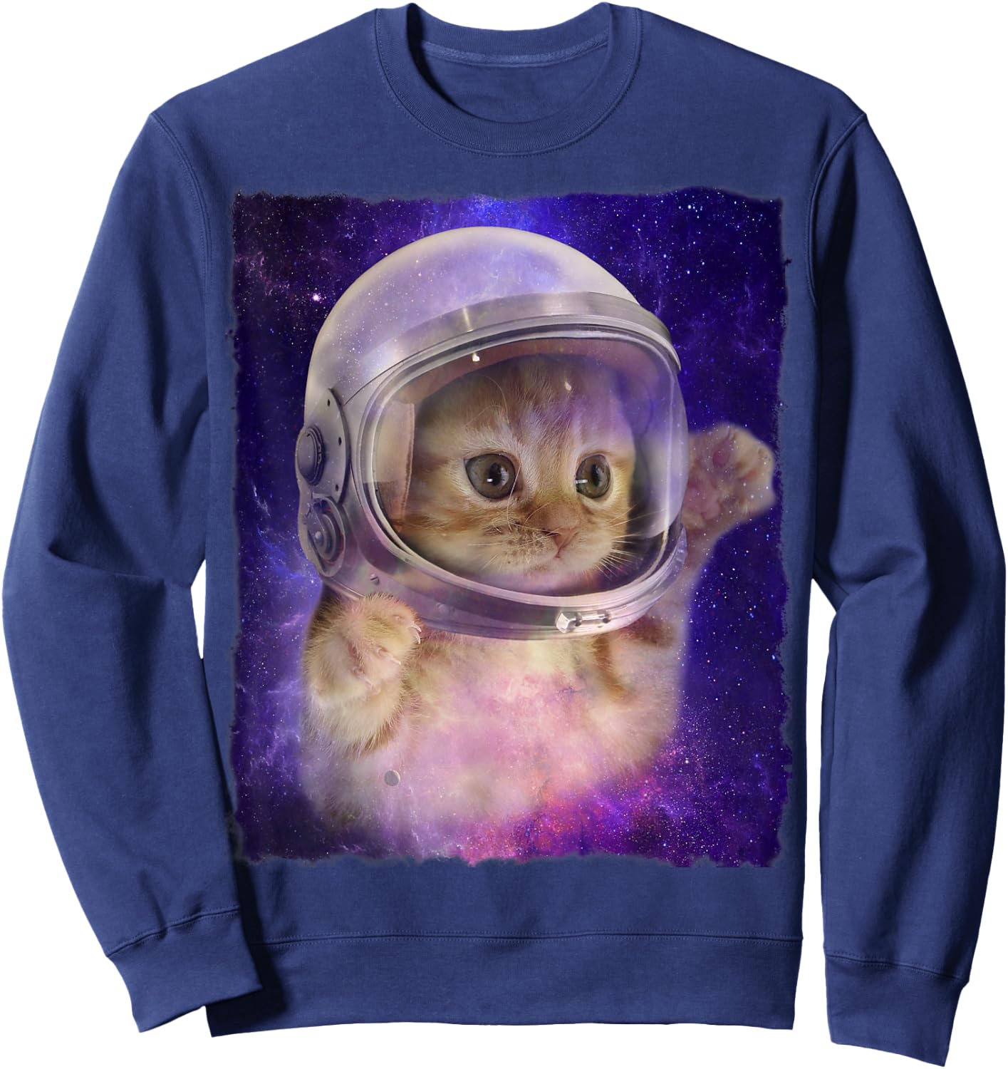 Cute Space Cat Astronaut Kitty Space Helmet Deep Space Men Women Girls Kids Sweatshirt - Sweatshirt | Navy