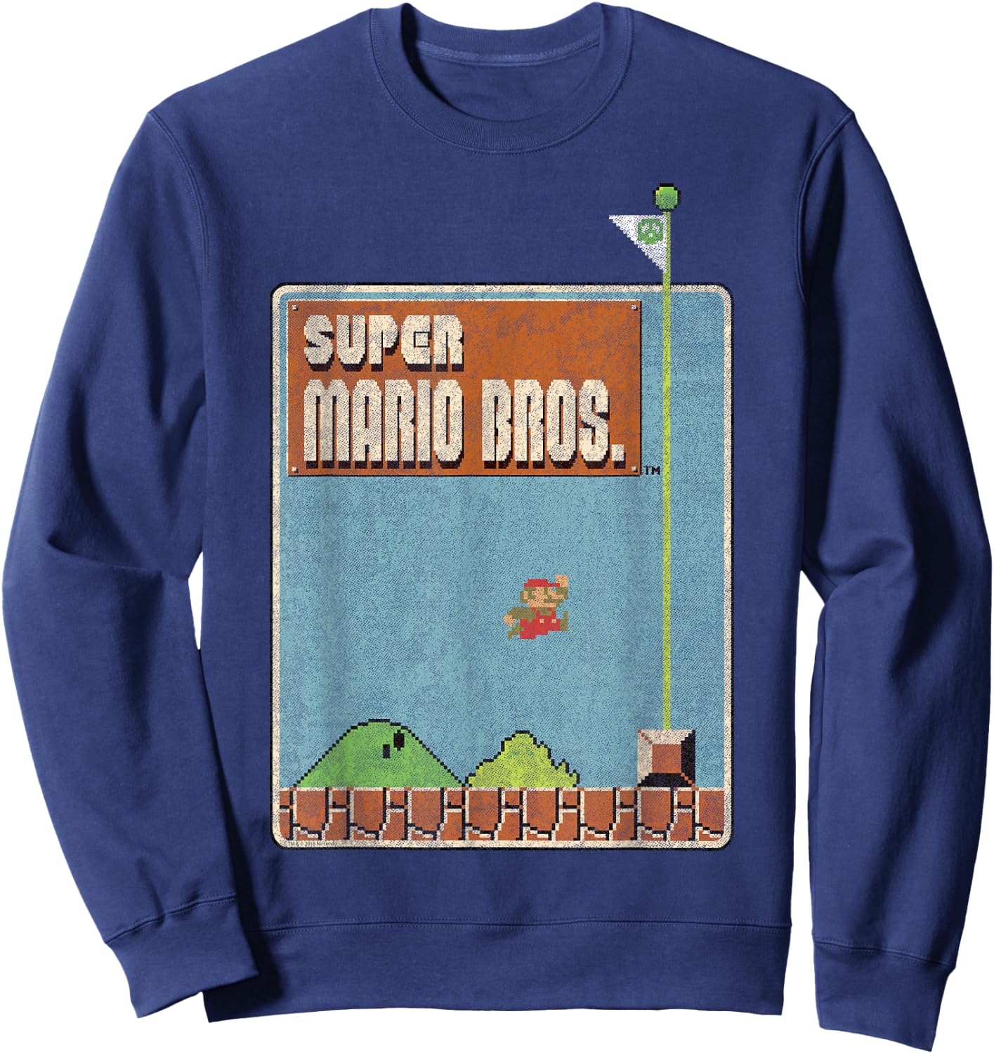 Nintendo Super Mario Bros Game Screen Shot Graphic Sweatshirt - Sweatshirt | Navy