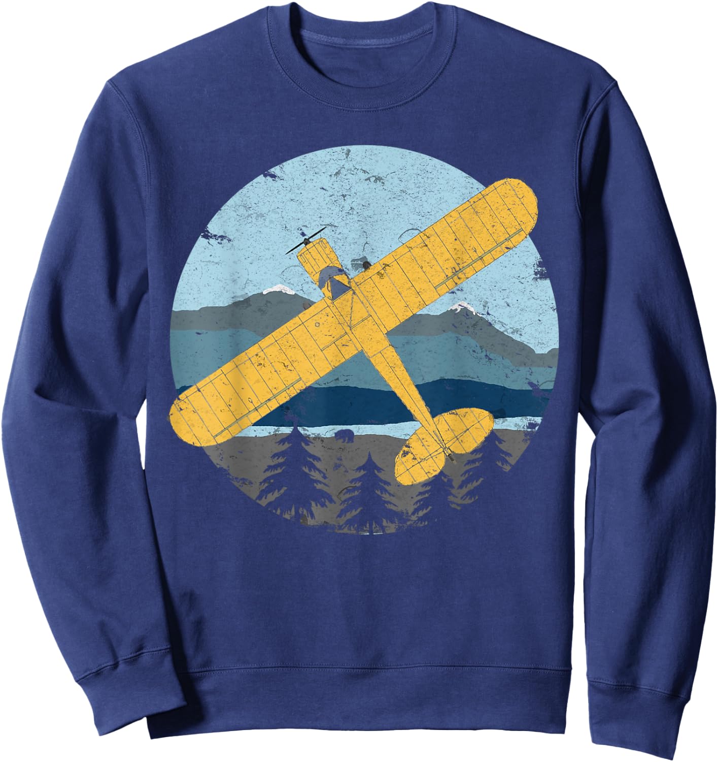 Cub Light Airplane Vintage Retro Bushflying Pilot Sweatshirt - Sweatshirt | Navy