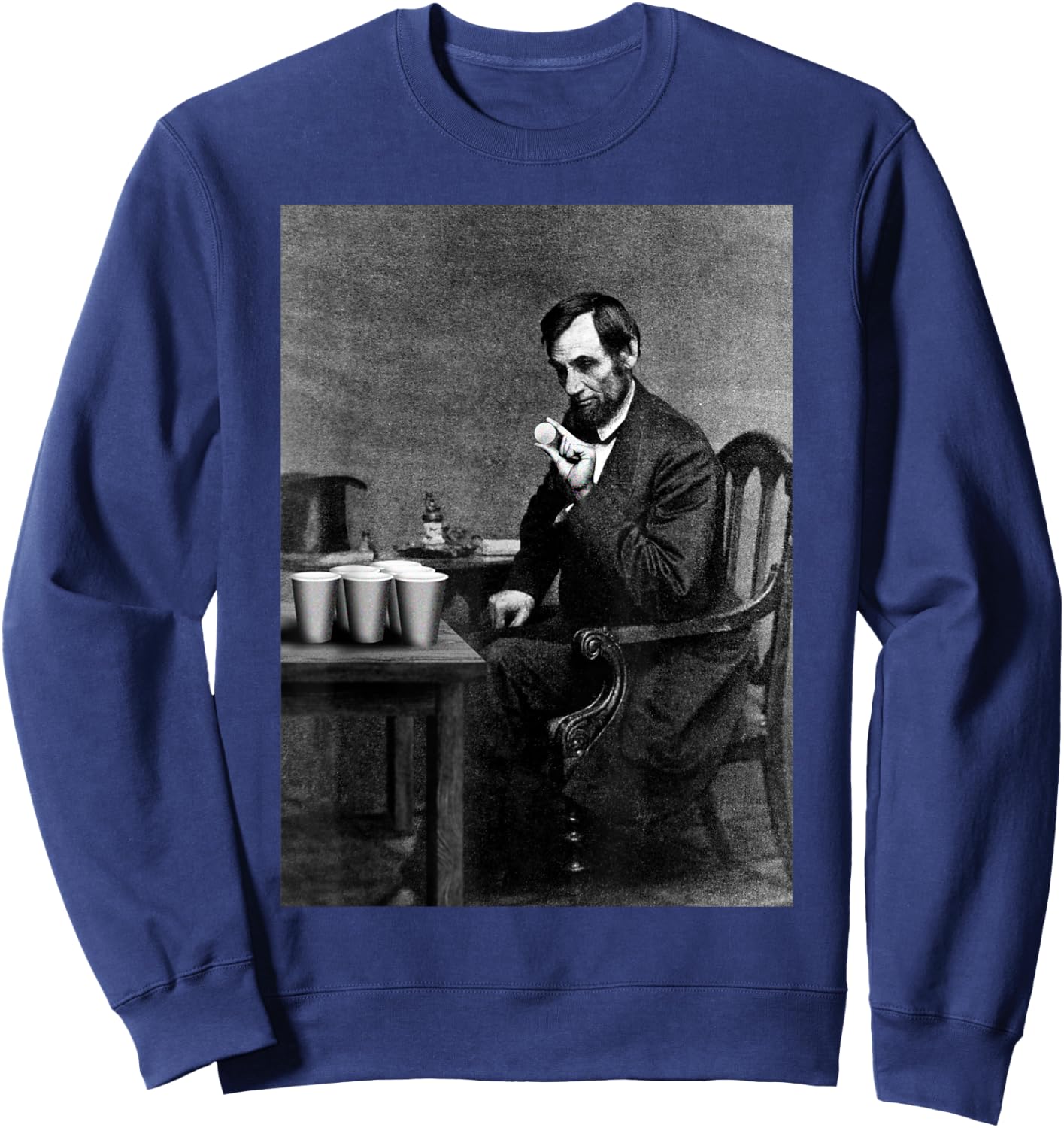 Abe Lincoln Invent's Beer Pong Old Vintage Photograph Sweatshirt - Sweatshirt | Navy