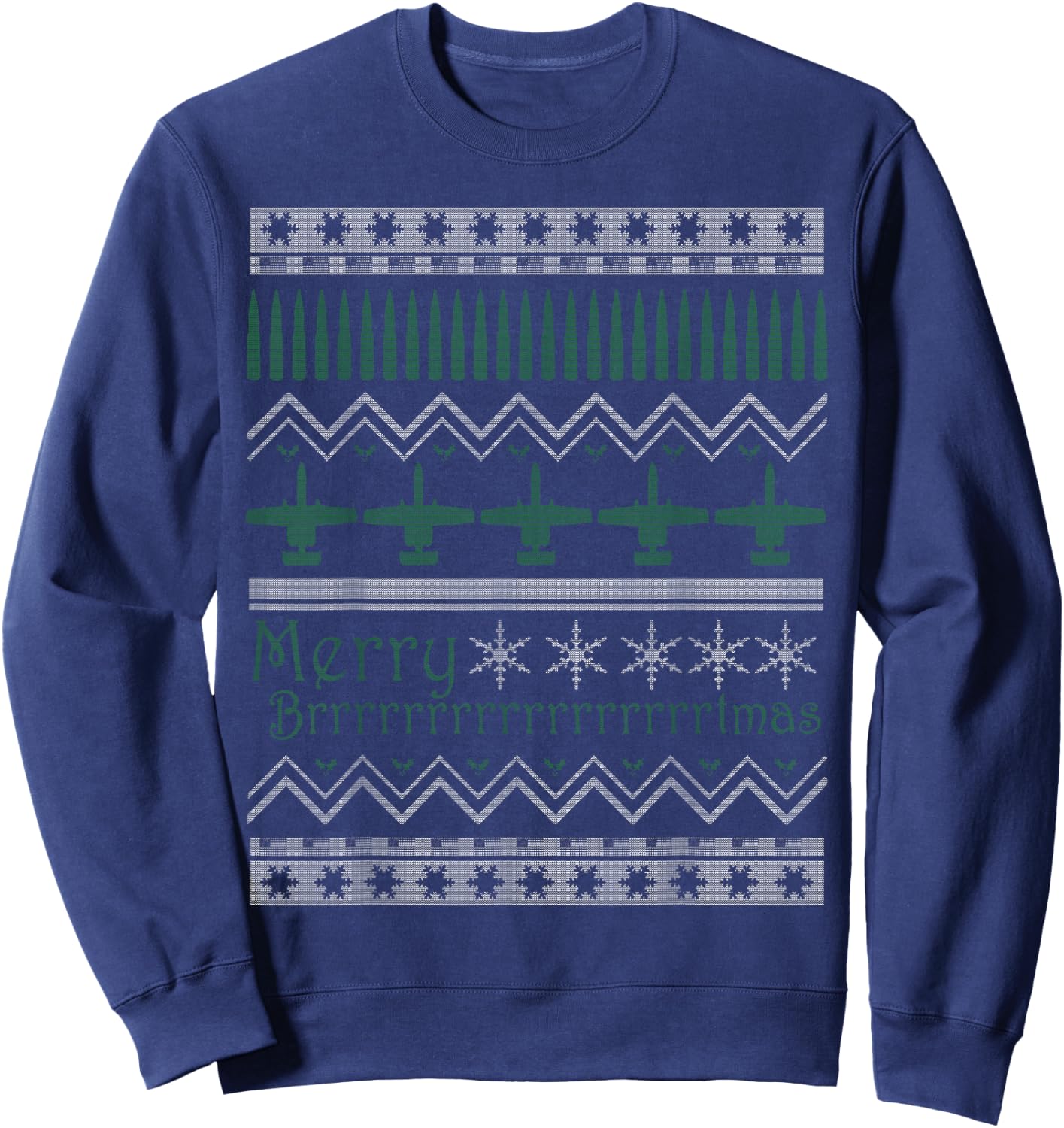 Merry Brrrrtmas A-10 Warthog Ugly Christmas Sweater Sweatshirt - Sweatshirt | Navy