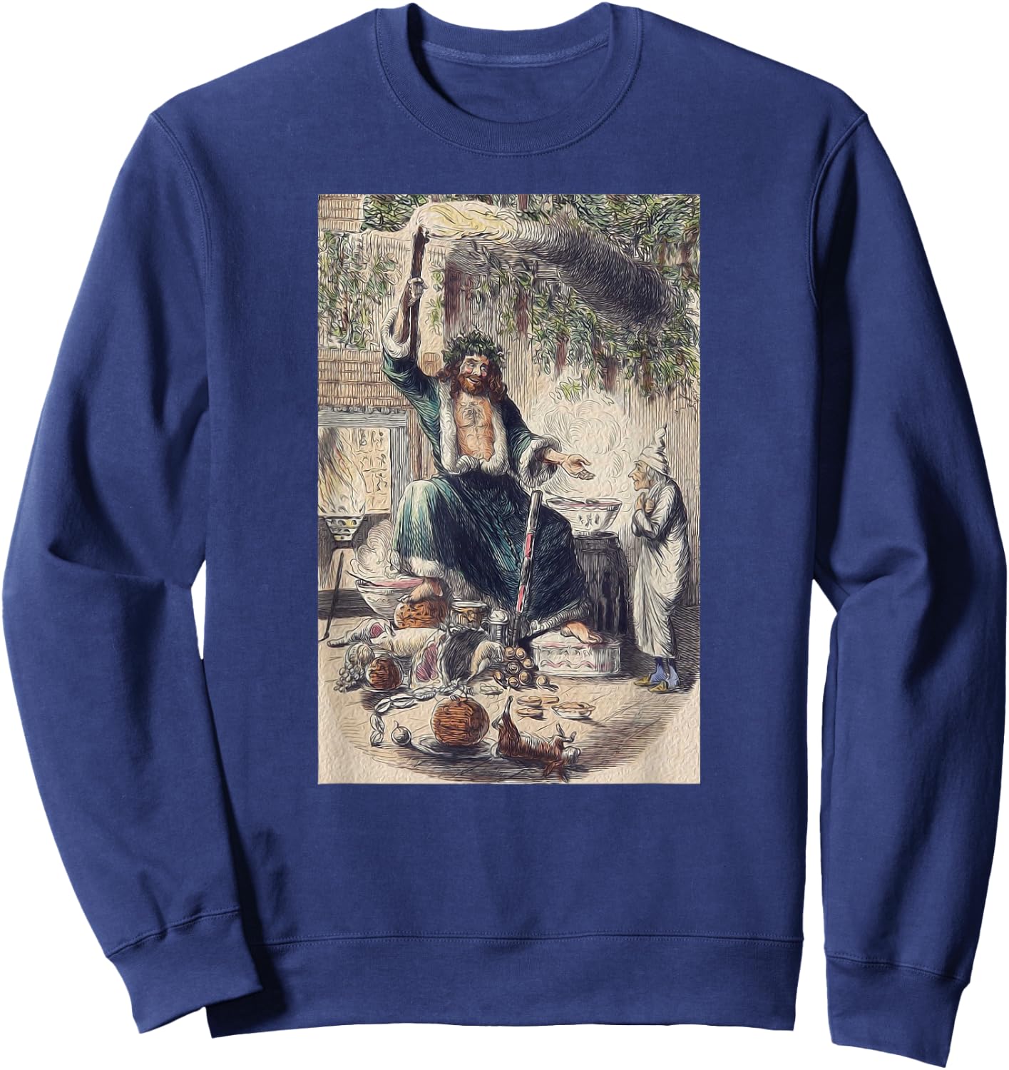 A Christmas Carol Scrooge Shirt- Christmas Present Ghost Sweatshirt - Sweatshirt | Navy