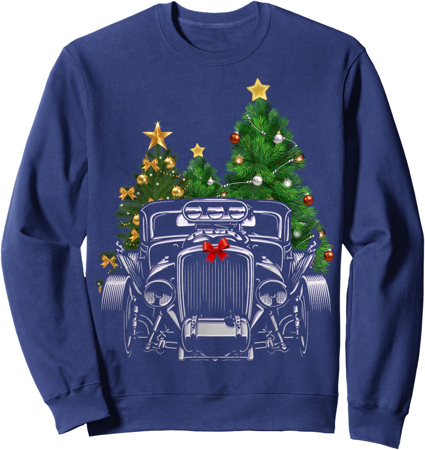Hot Rod Ugly Christmas Classic Car Lover Vintage Car Garage Sweatshirt - Sweatshirt | Navy