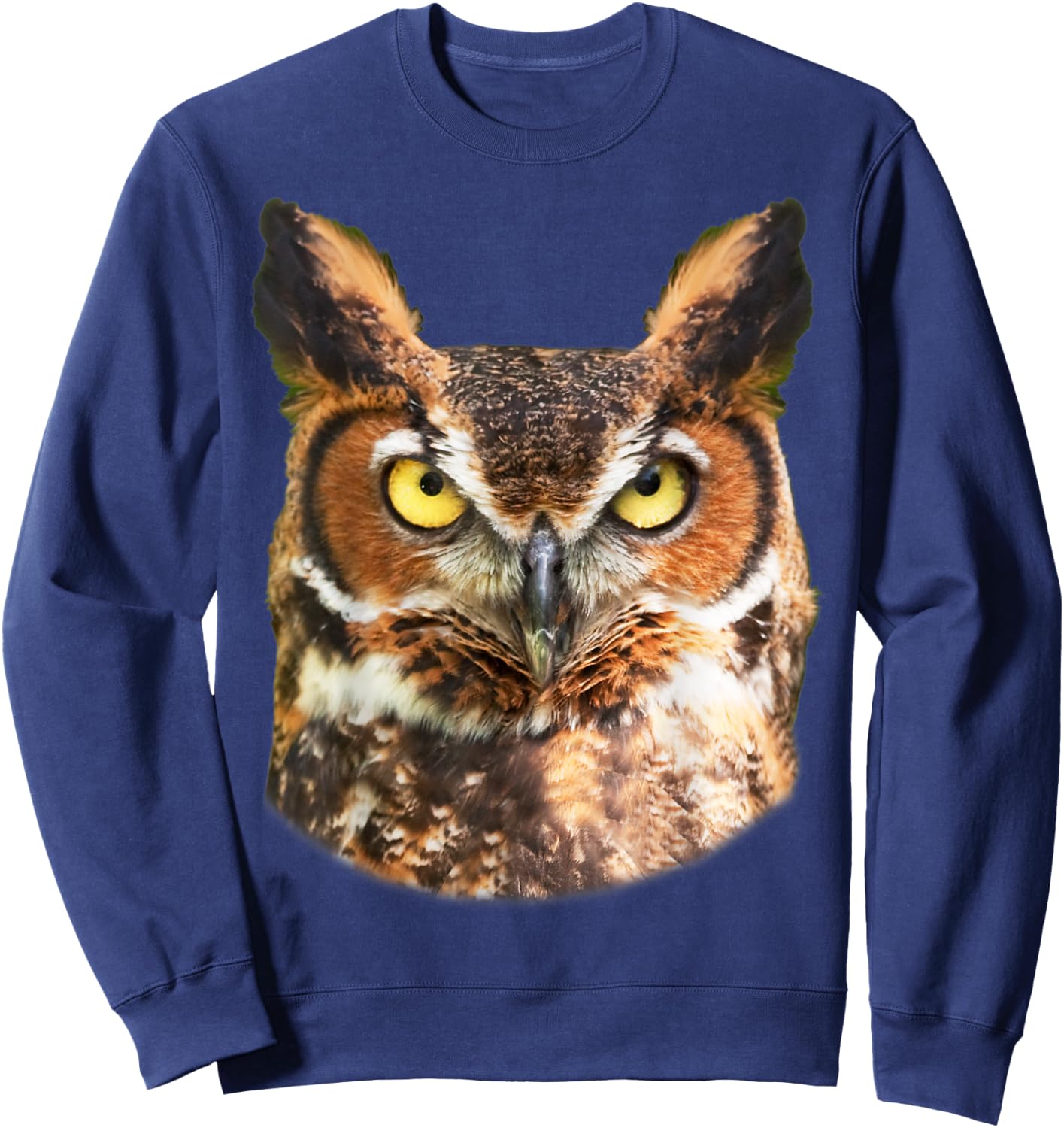 Great Horned Owl Head Owl Lover Sweatshirt - Sweatshirt | Navy