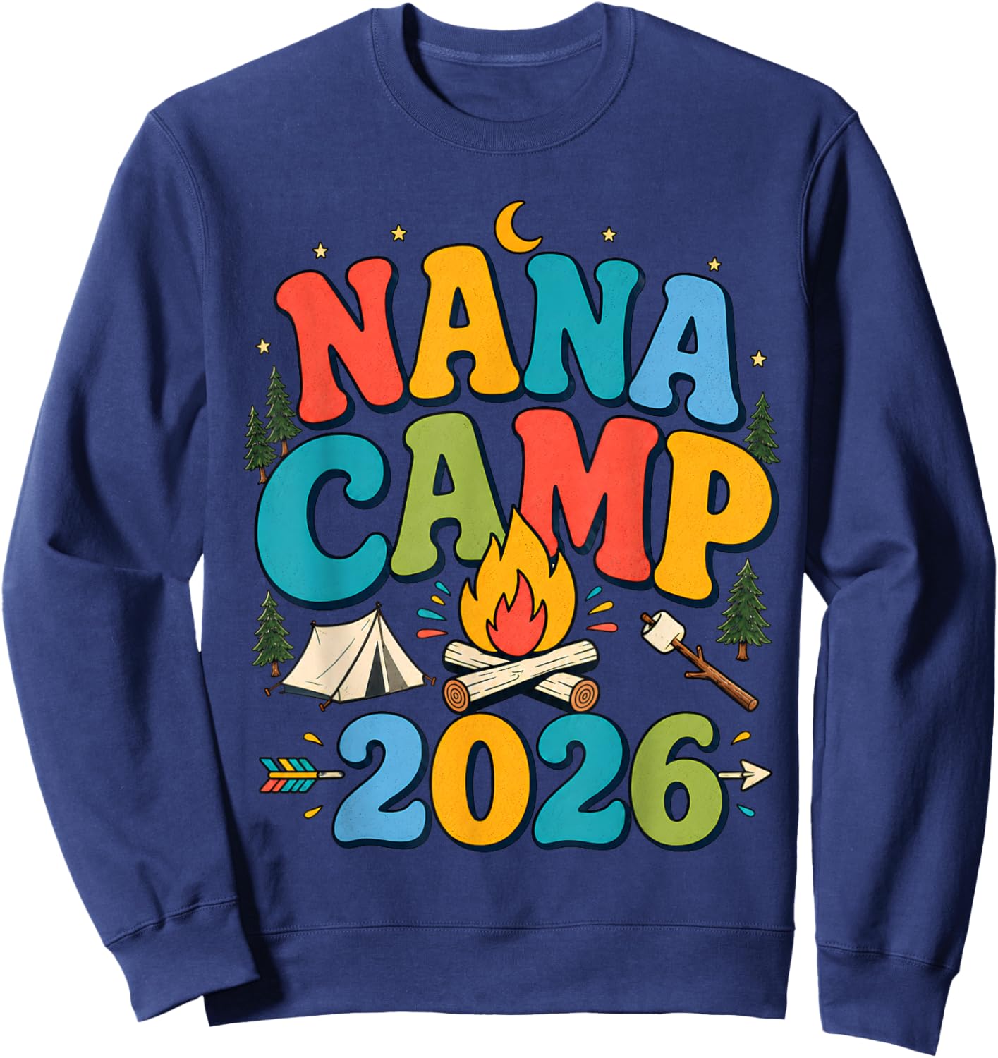 Nana Camp 2026 Retro Grandma Camping Family Vacation Sweatshirt - Sweatshirt | Navy