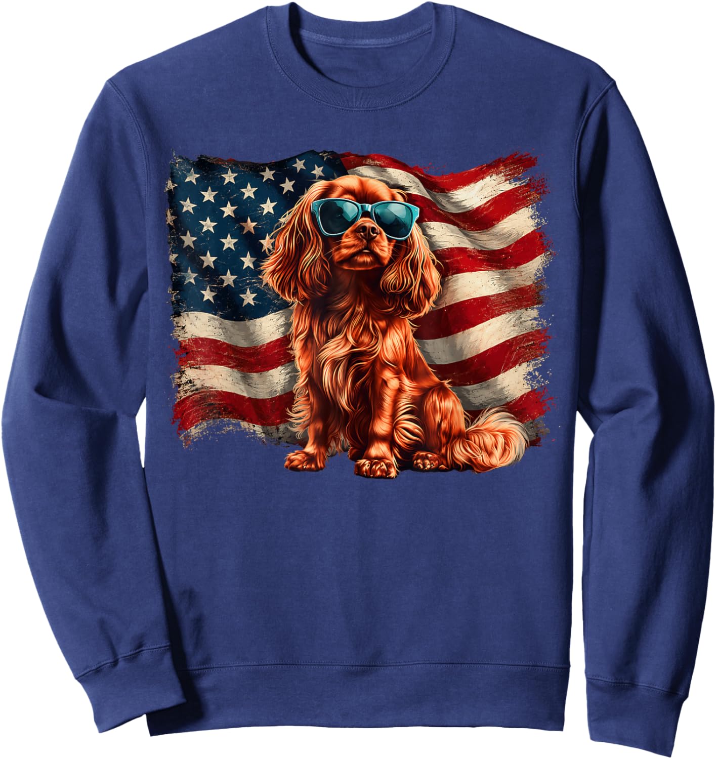 Cavalier King Charles Merica 4th of July Sweatshirt - Sweatshirt | Navy