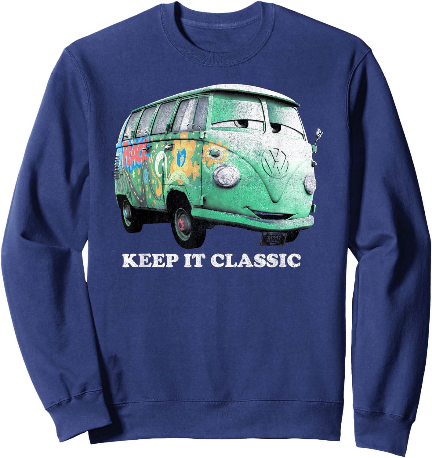 Disney Pixar Cars Fillmore Keep It Classic Groovy Bus Logo Sweatshirt - Sweatshirt | Navy