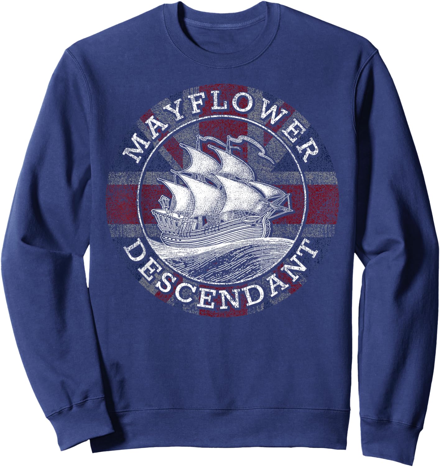 Mayflower Descendant Used Union Jack Sweatshirt - Sweatshirt | Navy