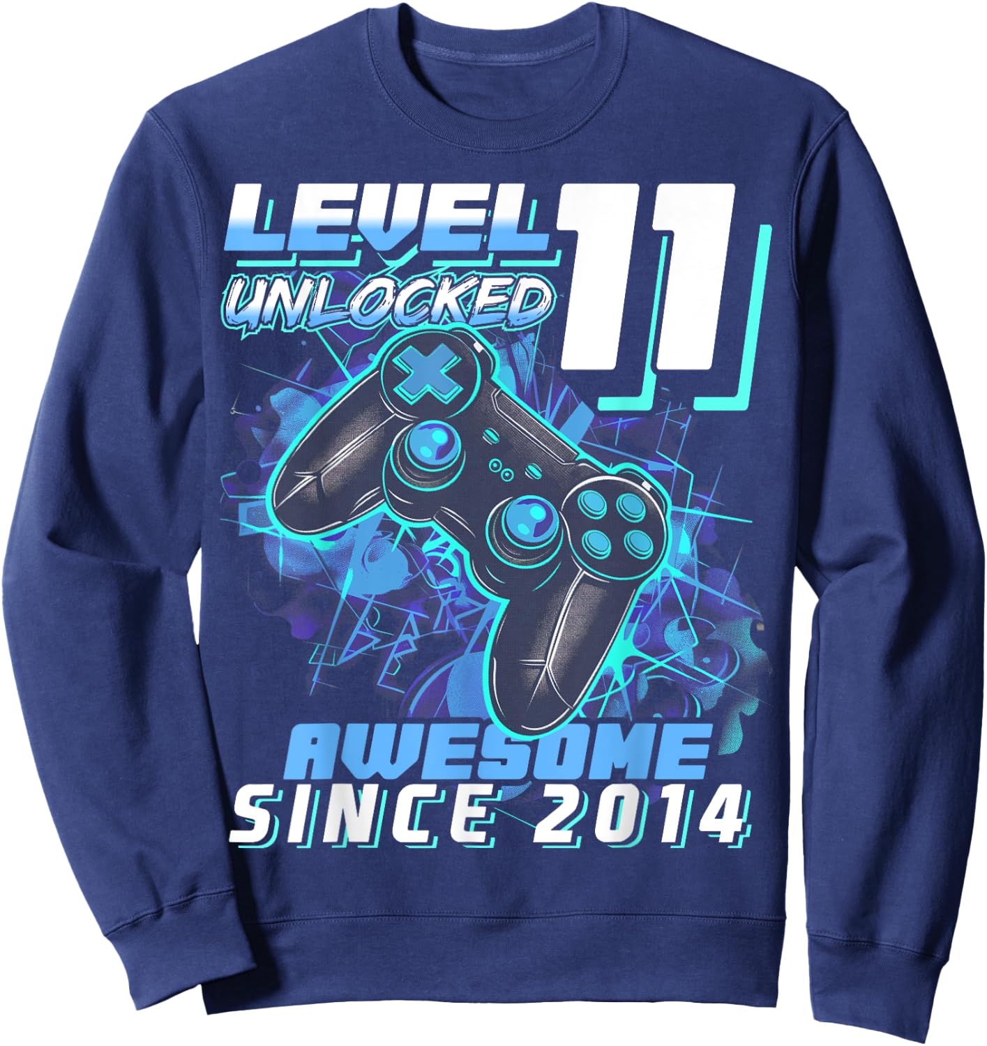 11th Birthday Boy Level 11 Gamer 11 Year Video Game Party Sweatshirt - Sweatshirt | Navy