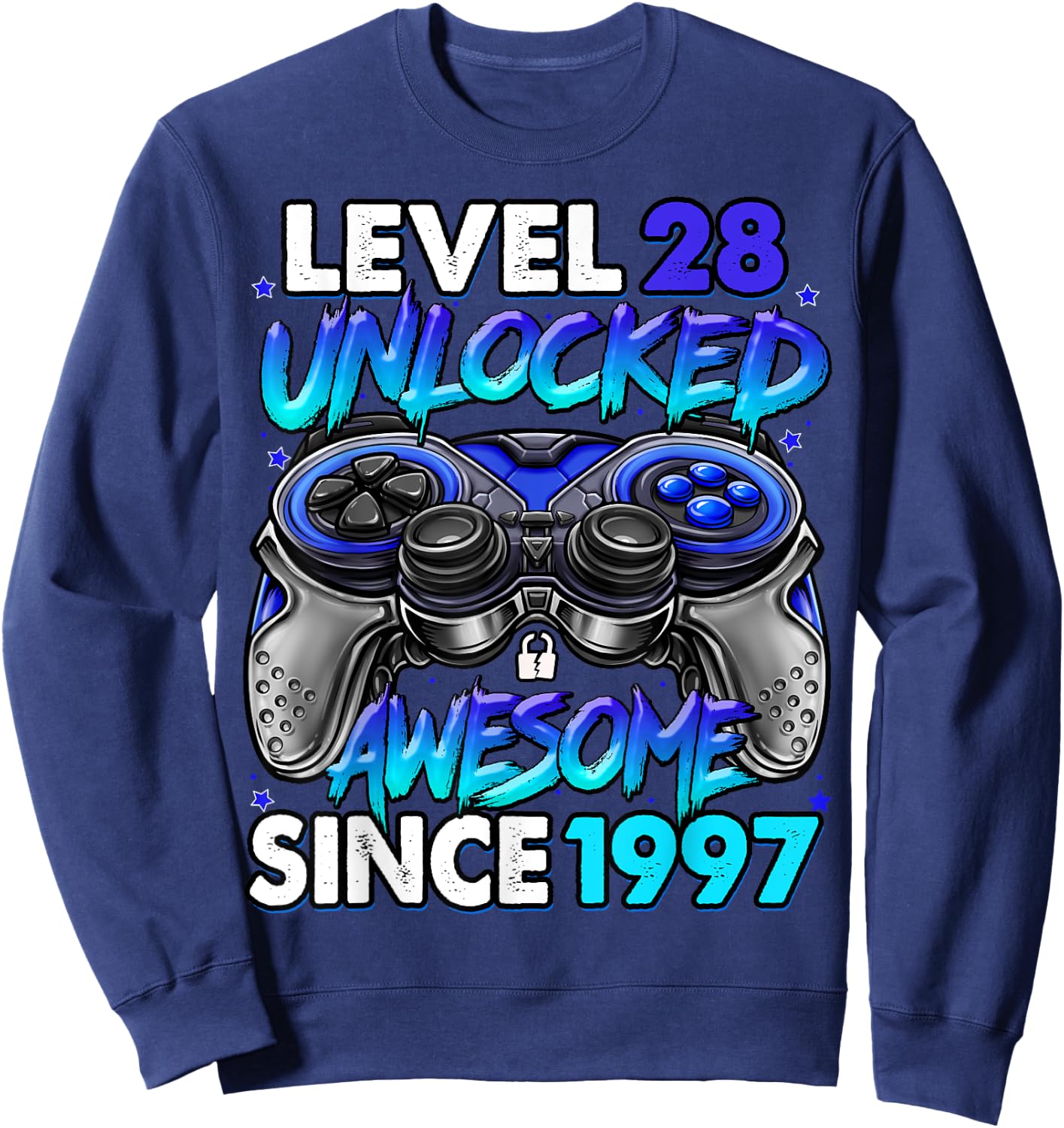 Level 28 Unlocked Awesome Since 1997 28th Birthday Gaming Sweatshirt - Sweatshirt | Navy