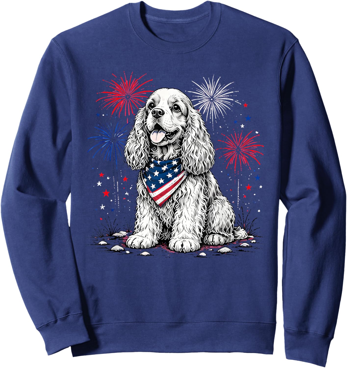 Cocker Spaniel America's 250th Patriotic Fireworks Animal Sweatshirt - Sweatshirt | Navy