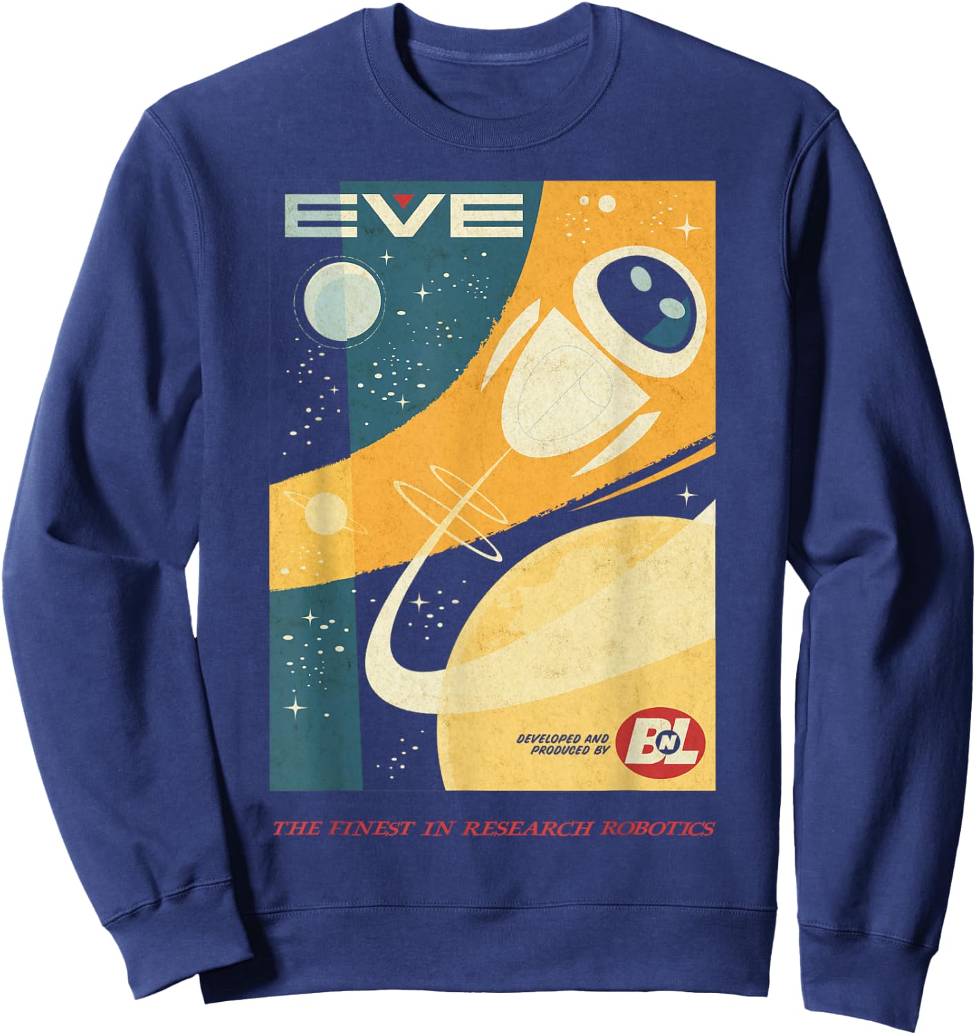 Disney Pixar Wall-E Eve Finest in Research Robotics Poster Sweatshirt - Sweatshirt | Navy