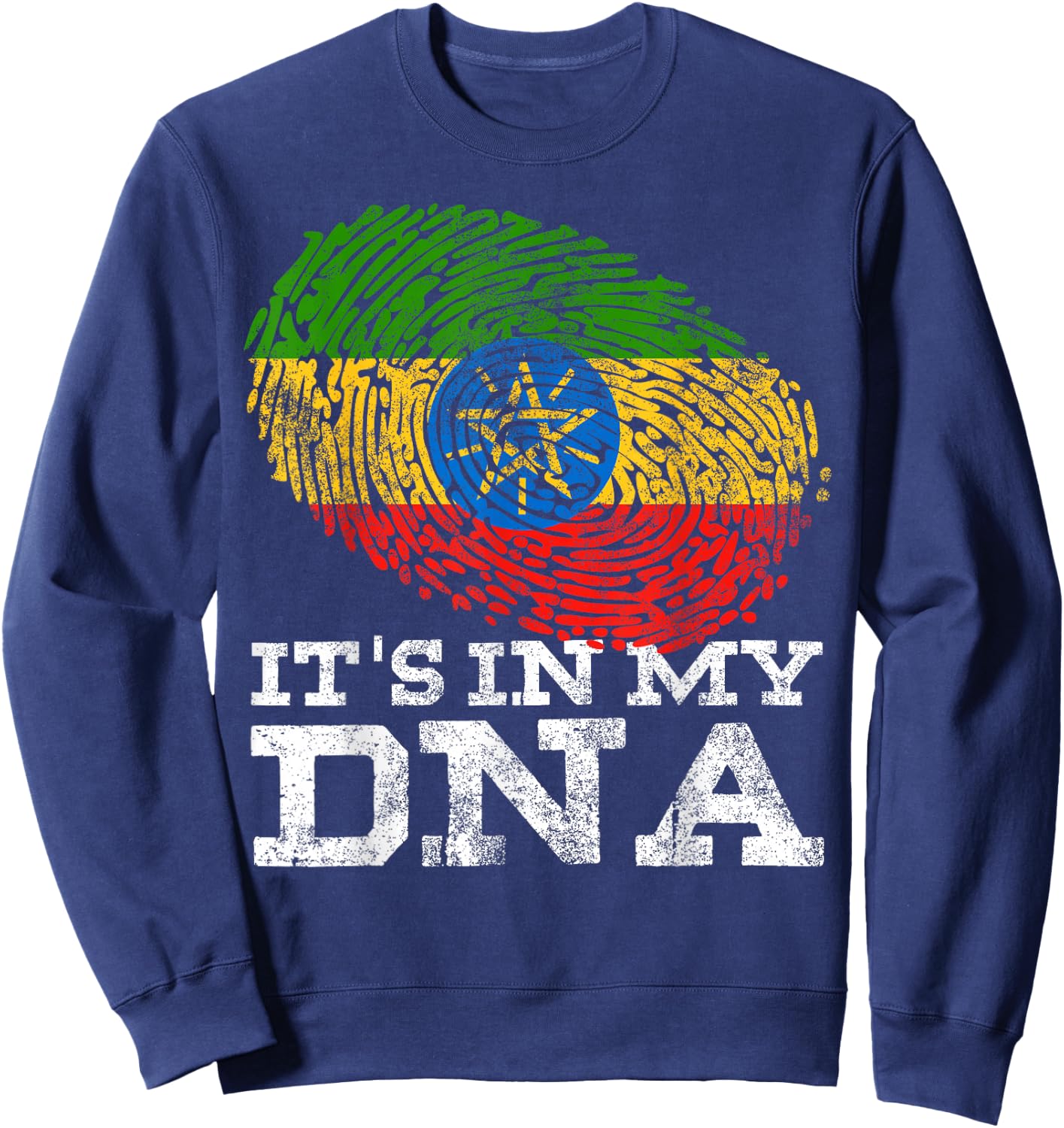It's in My DNA Ethiopian Gifts Horn of Africa Ethiopia Flag Sweatshirt - Sweatshirt | Navy