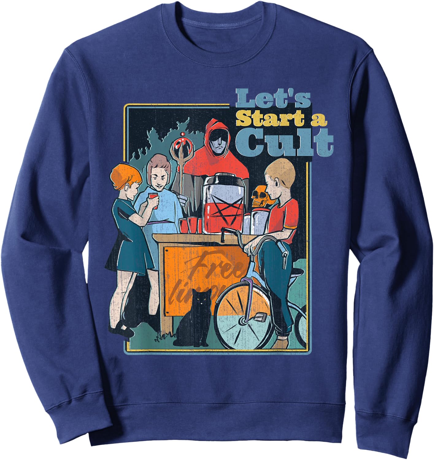 Let's Start A Cult Funny Vintage Child Game Demons Gift Sweatshirt - Sweatshirt | Navy