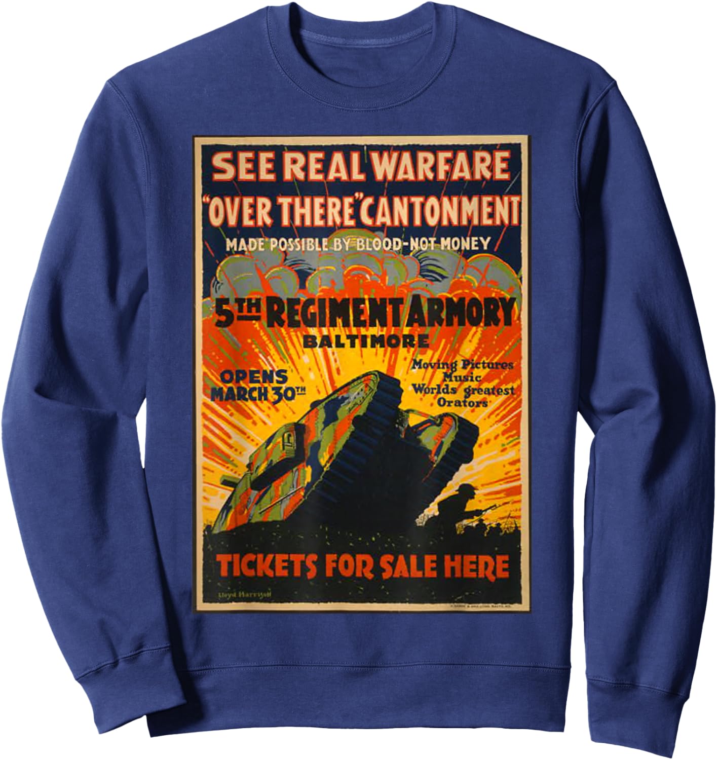 Vintage WW1 WWI Retro Poster World War Advertising Sweatshirt - Sweatshirt | Navy