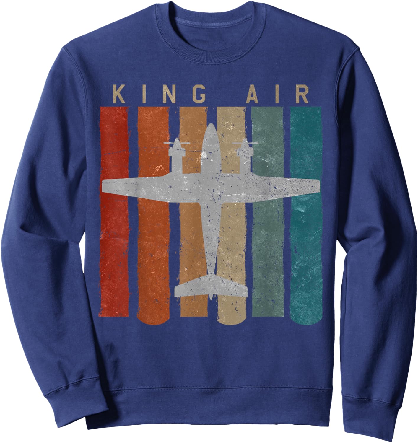 King Air Airplane Retro Vintage Airplane Pilot Sweatshirt - Sweatshirt | Navy