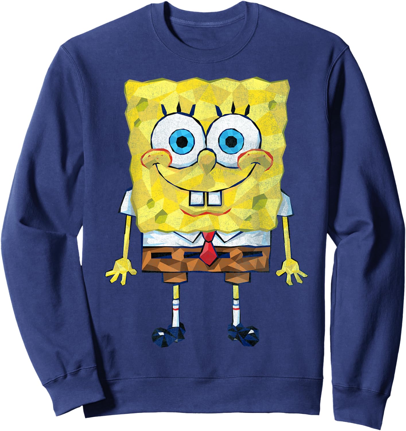 Spongebob SquarePants Geometric Textured Design Sweatshirt - Sweatshirt | Navy