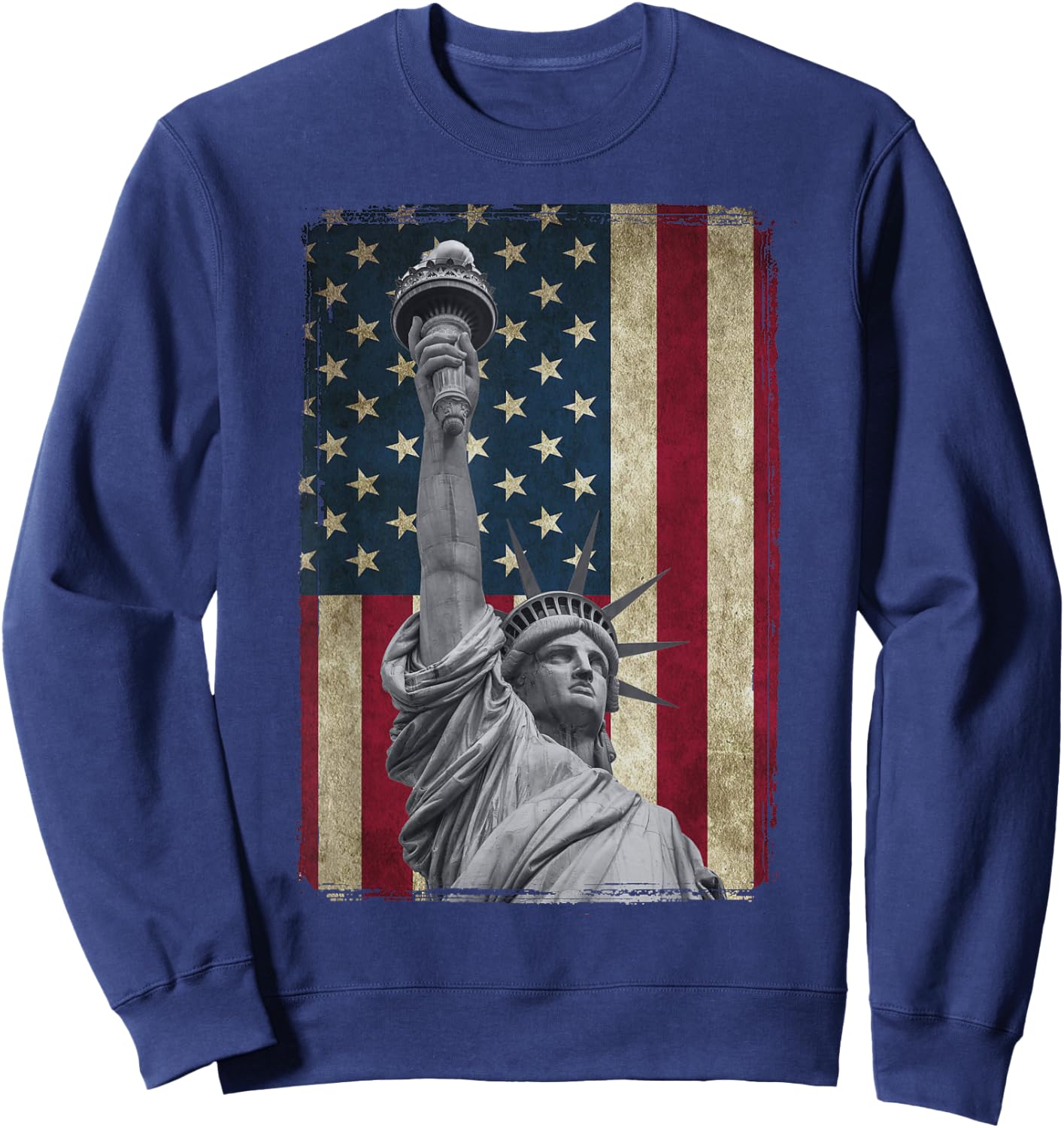 USA American Flag and Statue of Liberty Shirt Sweatshirt - Sweatshirt | Navy