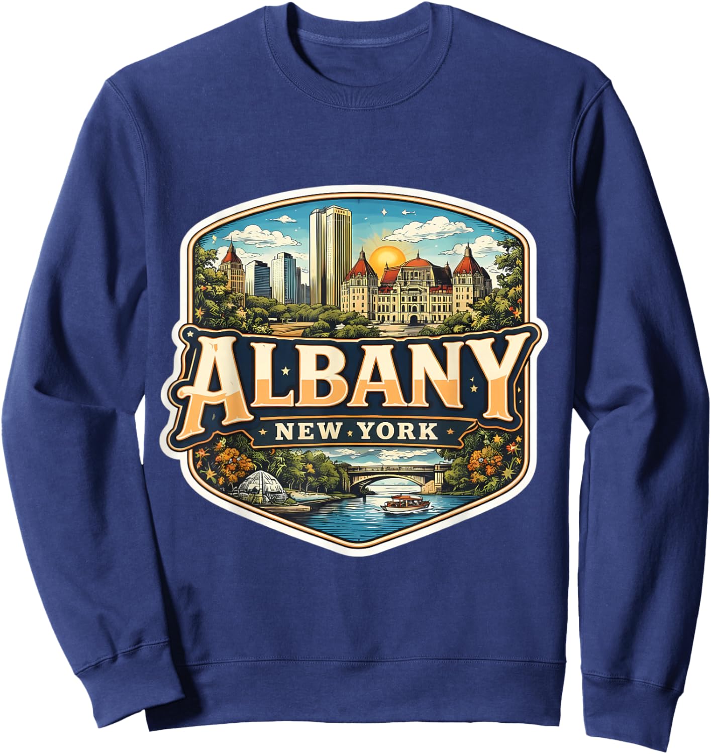 Albany New York Souvenir City State Capital Retro Vintage Sweatshirt - Sweatshirt | Navy