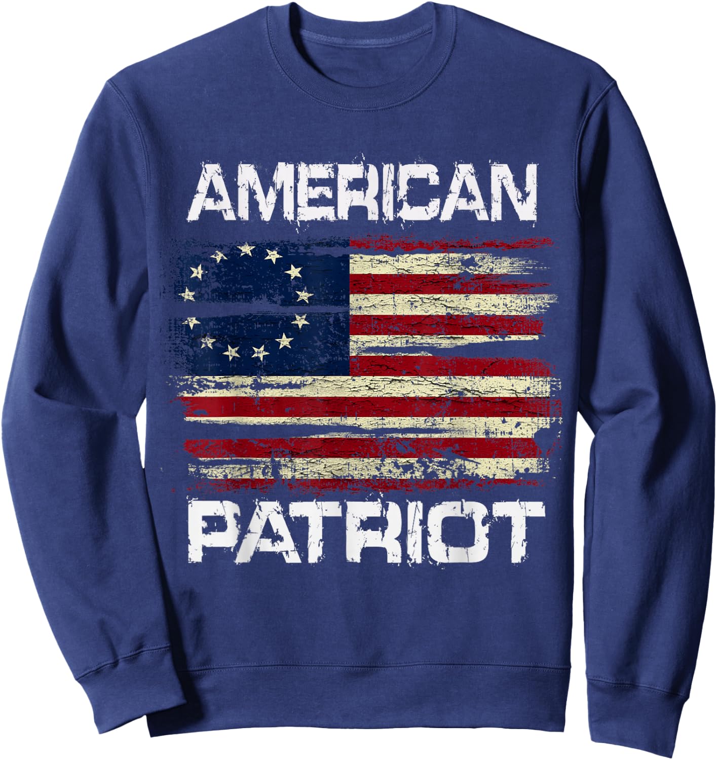 Betsy Ross American Flag 13 Star Colonies American Patriot Kids Men Sweatshirt - Sweatshirt | Navy