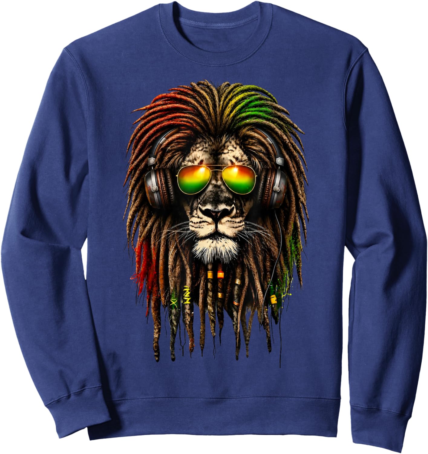 Rasta Lion Shirt Afro Music Vibes Reggae Lion Sweatshirt - Sweatshirt | Navy