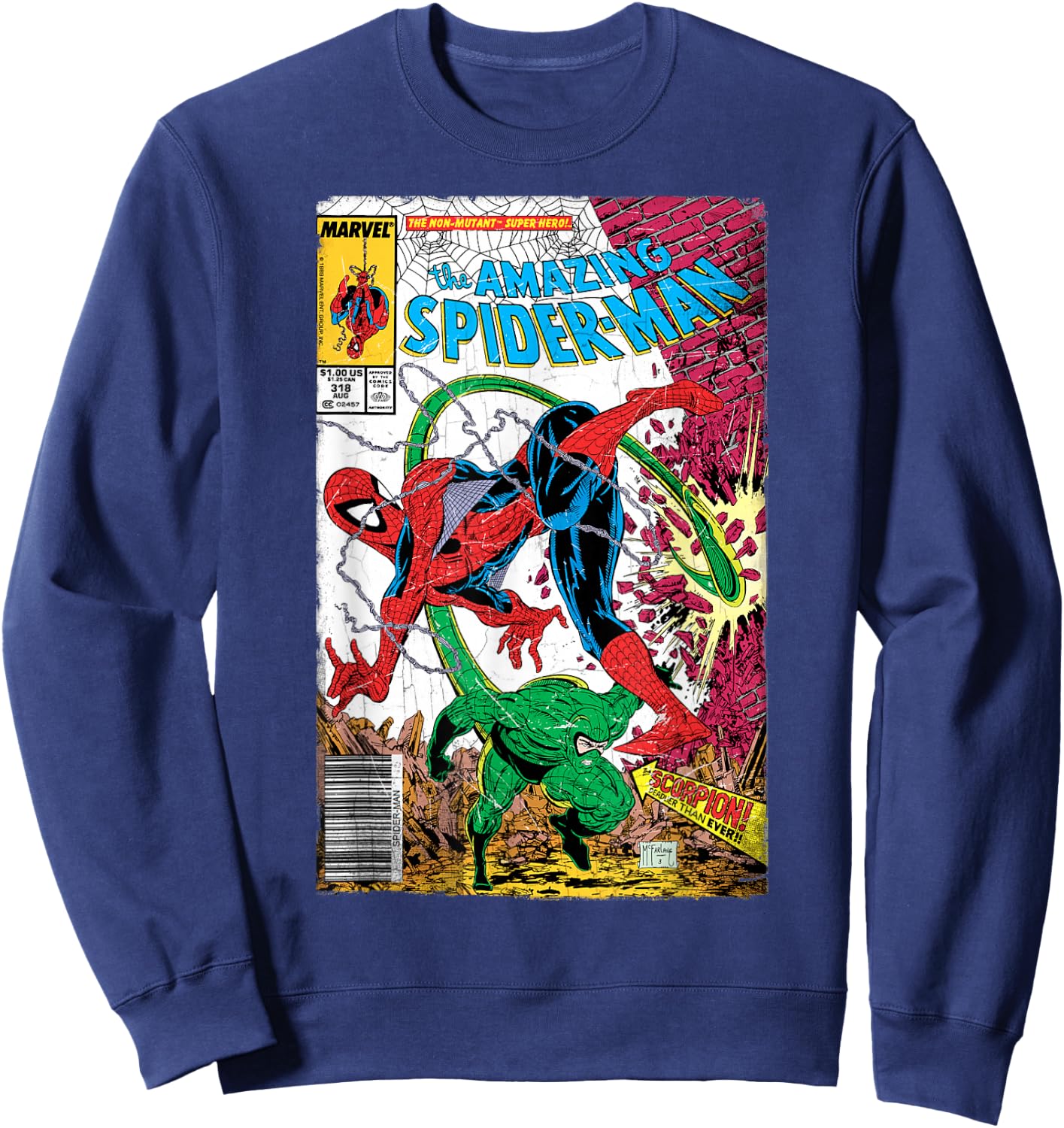 Marvel Spider-Man Classic Retro Comic Scorpion Cover Sweatshirt - Sweatshirt | Navy