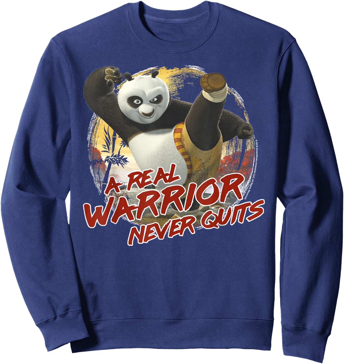 Kung Fu Panda 2 Po A Real Warrior Never Quits Action Pose Sweatshirt - Sweatshirt | Navy