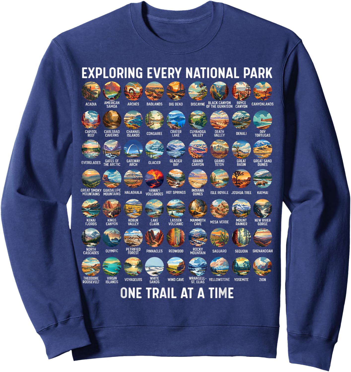 All US National Park Checklist Bucket List Of National Parks Sweatshirt - Sweatshirt | Navy