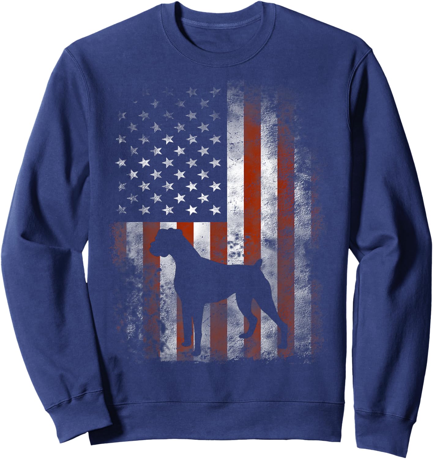 Boxer American Flag Shirt USA 4th of July Dog Gifts Sweatshirt - Sweatshirt | Navy