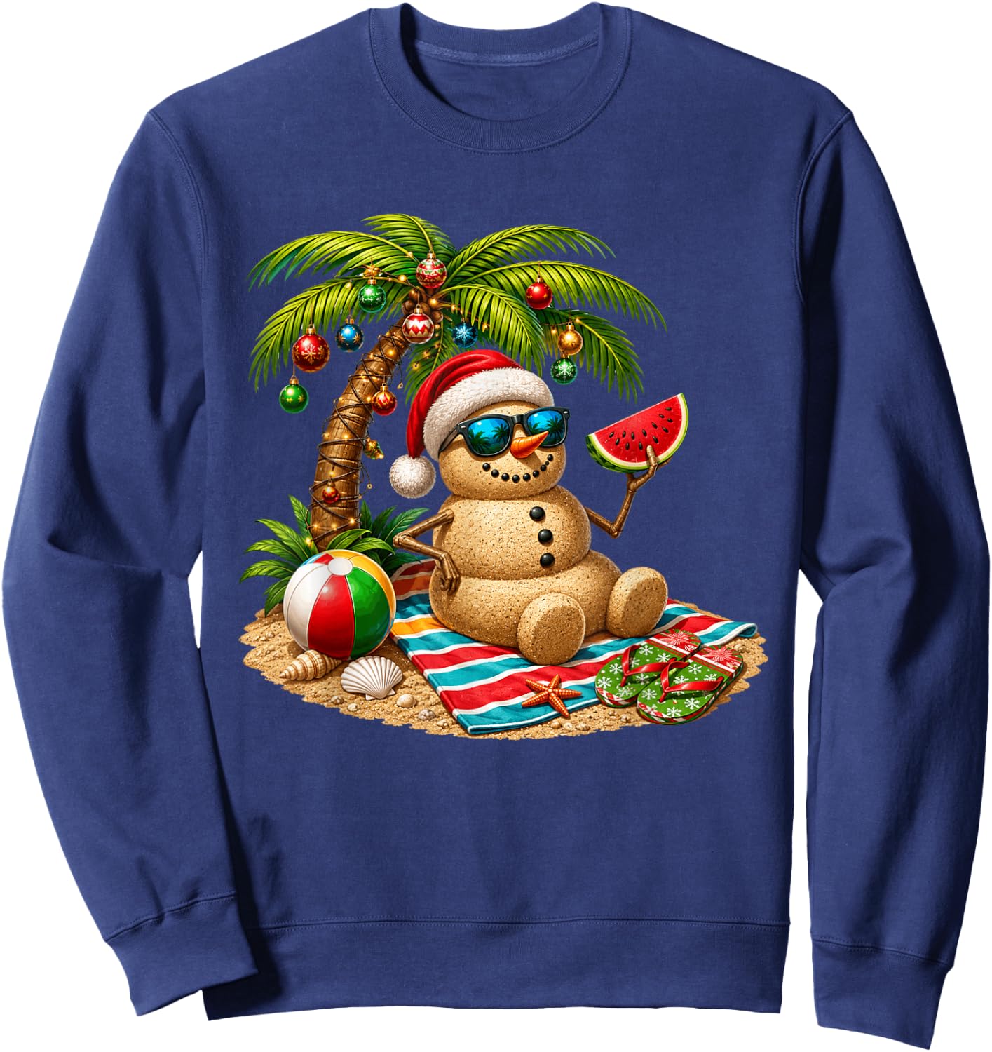Christmas in July Santa Snowman Beach Summer Xmas in June Sweatshirt - Sweatshirt | Navy